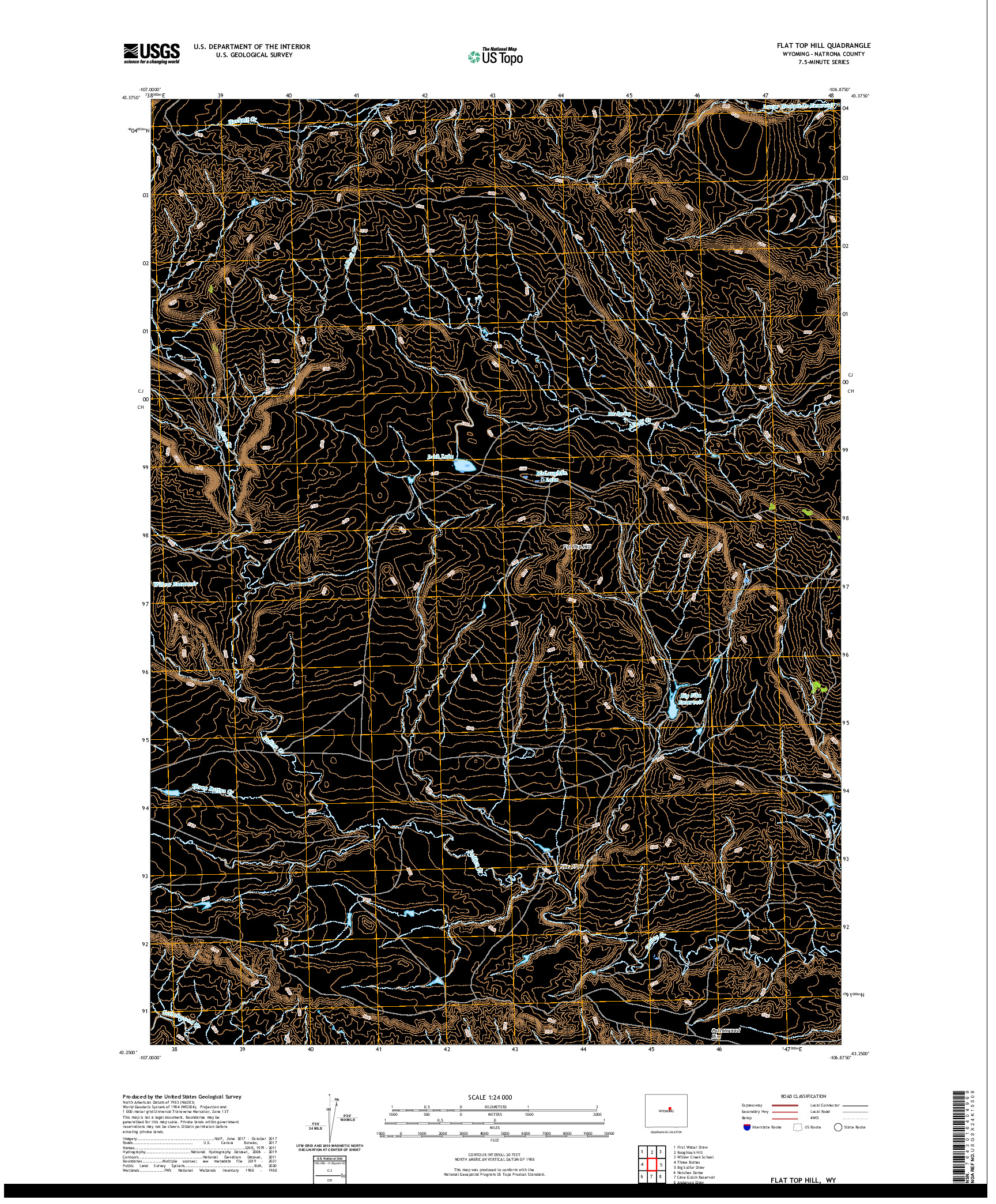 USGS US TOPO 7.5-MINUTE MAP FOR FLAT TOP HILL, WY 2021