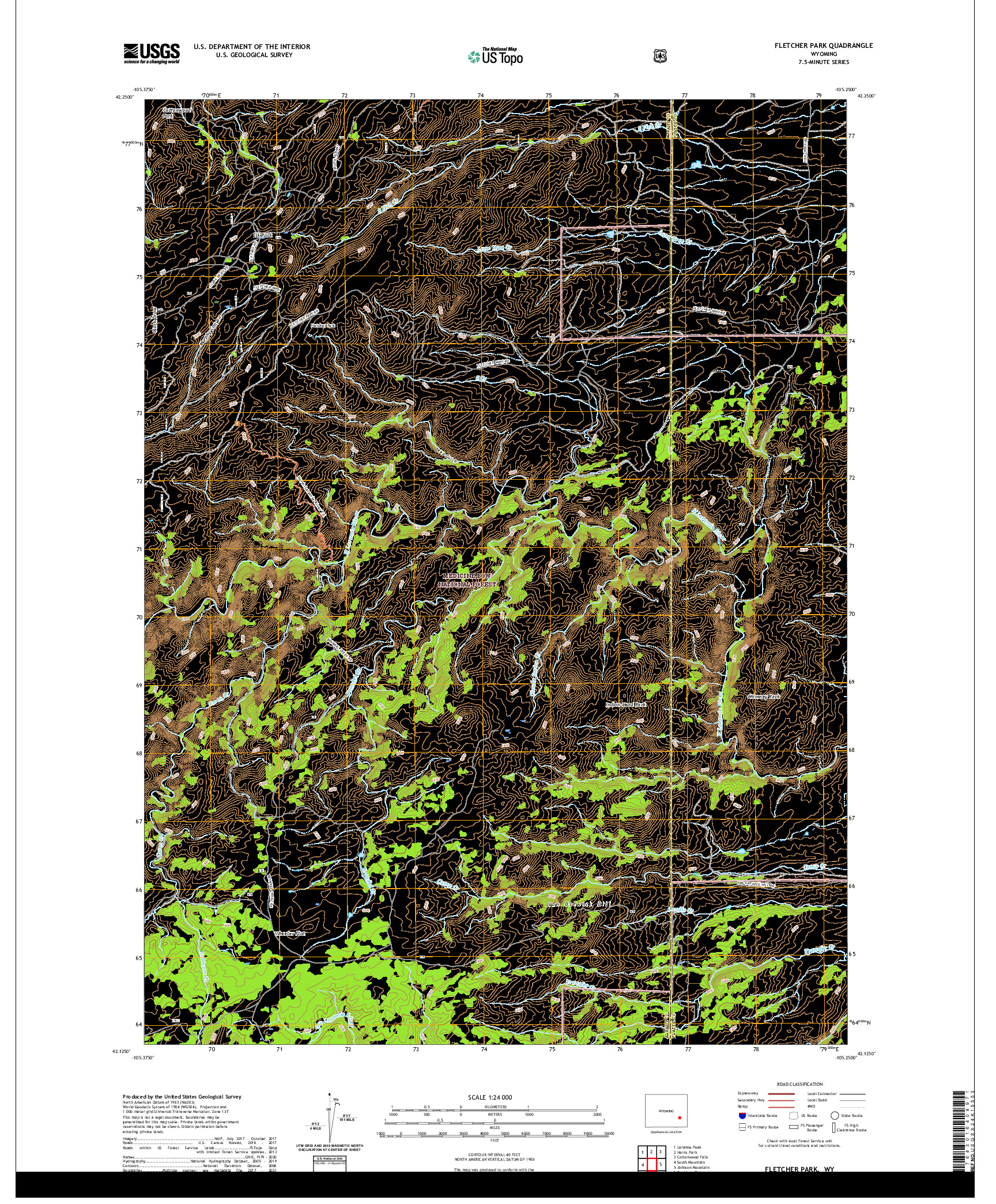 USGS US TOPO 7.5-MINUTE MAP FOR FLETCHER PARK, WY 2021