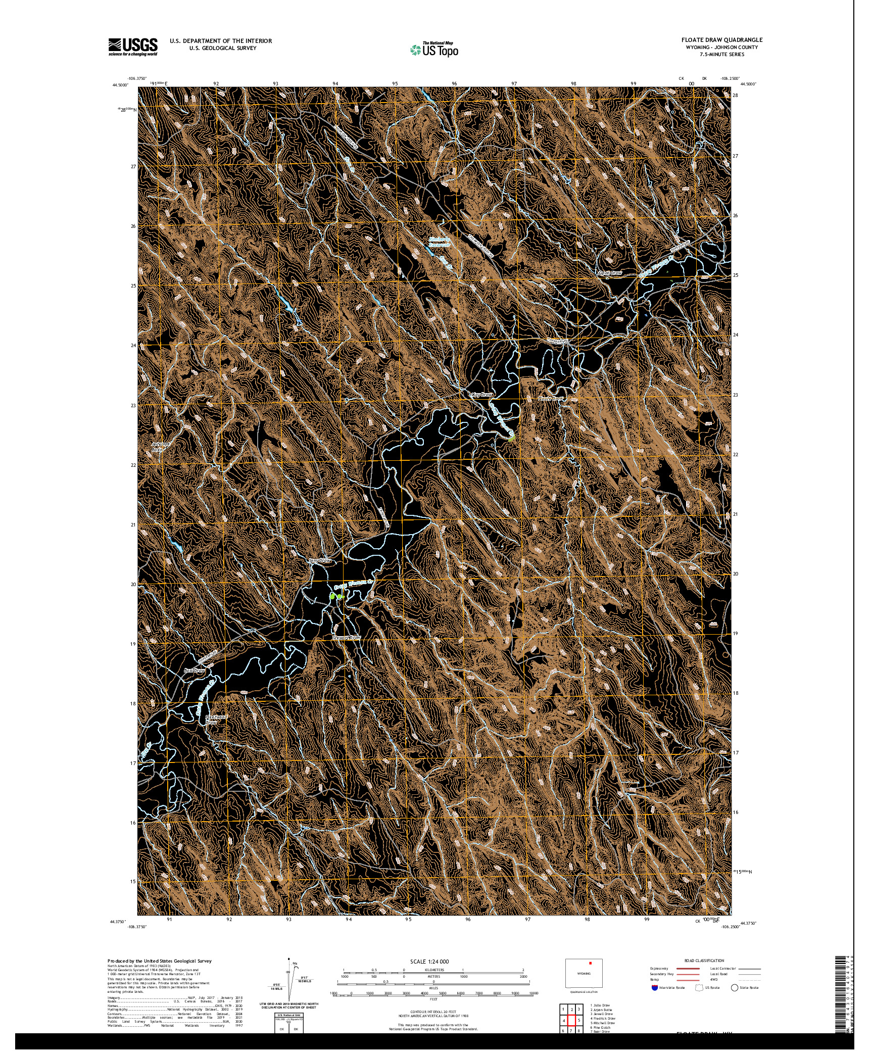 USGS US TOPO 7.5-MINUTE MAP FOR FLOATE DRAW, WY 2021