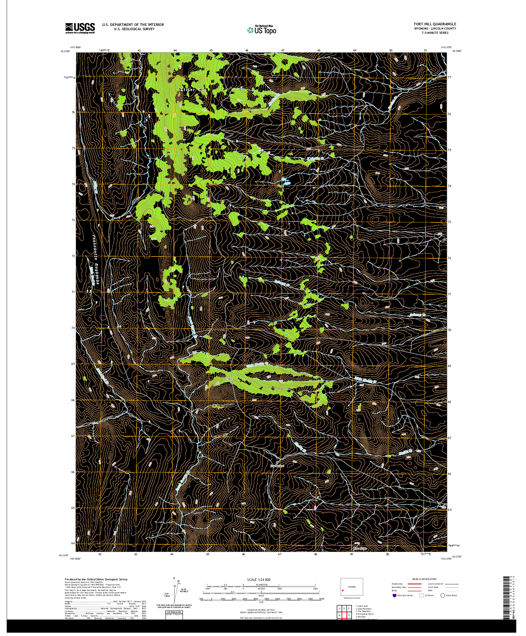 USGS US TOPO 7.5-MINUTE MAP FOR FORT HILL, WY 2021