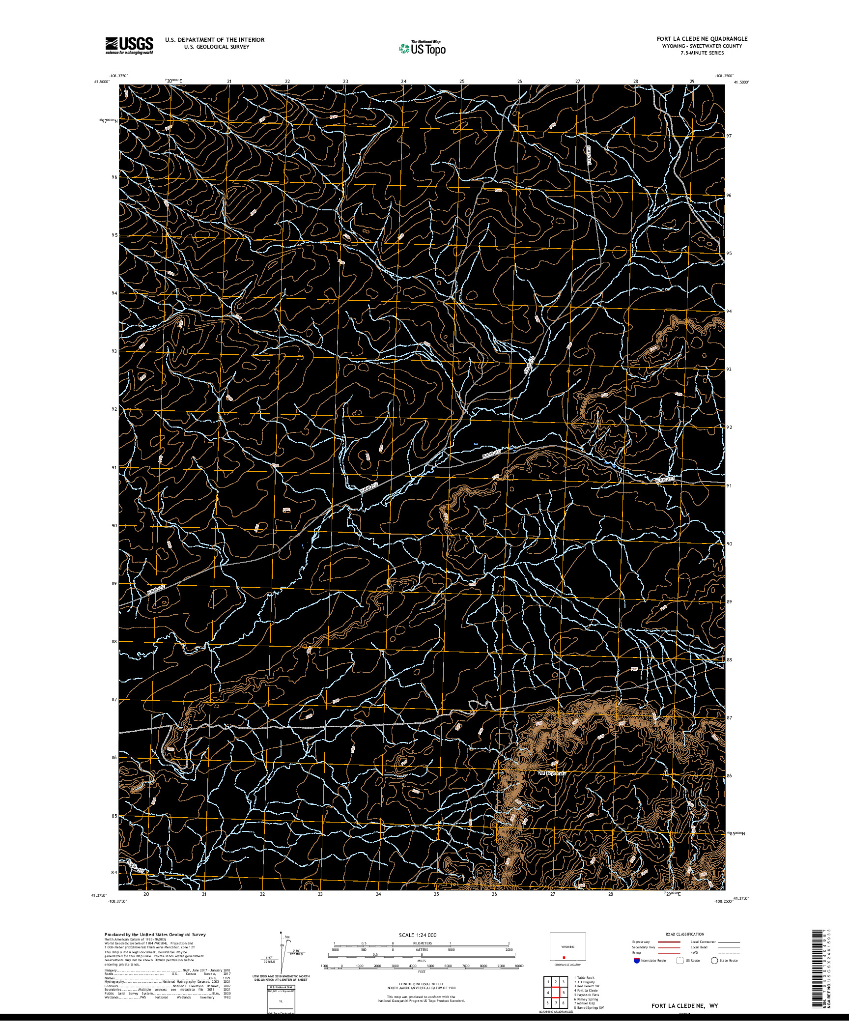 USGS US TOPO 7.5-MINUTE MAP FOR FORT LA CLEDE NE, WY 2021
