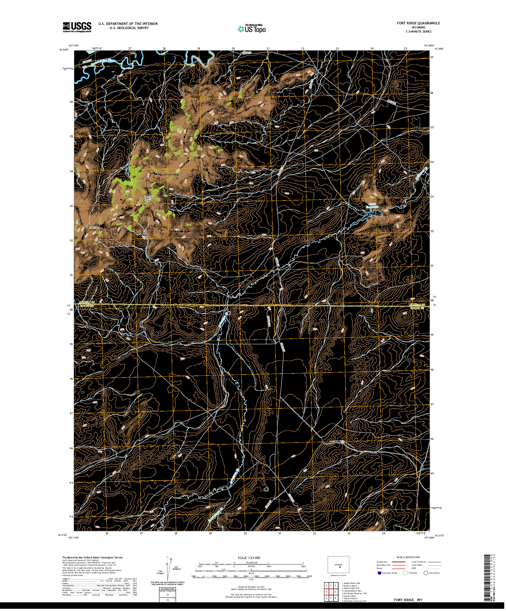 USGS US TOPO 7.5-MINUTE MAP FOR FORT RIDGE, WY 2021