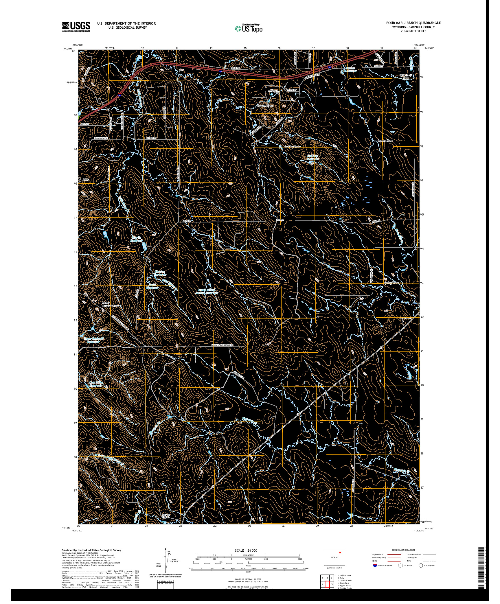 USGS US TOPO 7.5-MINUTE MAP FOR FOUR BAR J RANCH, WY 2021