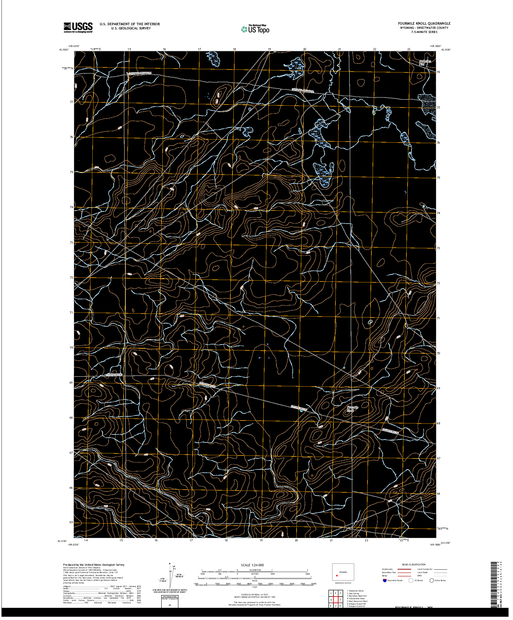 USGS US TOPO 7.5-MINUTE MAP FOR FOURMILE KNOLL, WY 2021