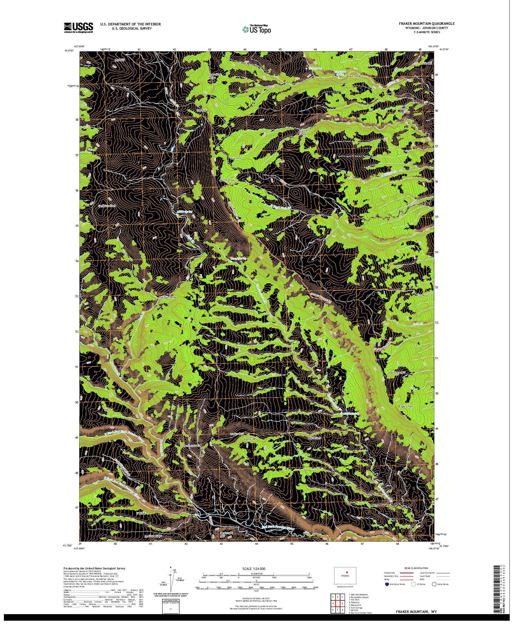 USGS US TOPO 7.5-MINUTE MAP FOR FRAKER MOUNTAIN, WY 2021