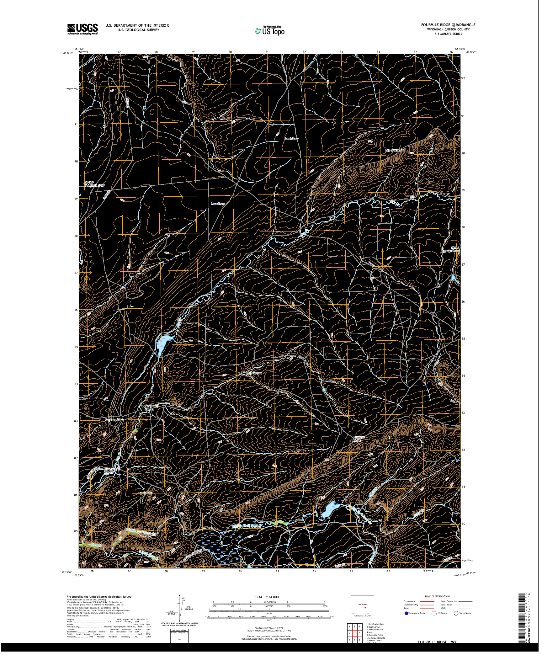 USGS US TOPO 7.5-MINUTE MAP FOR FOURMILE RIDGE, WY 2021