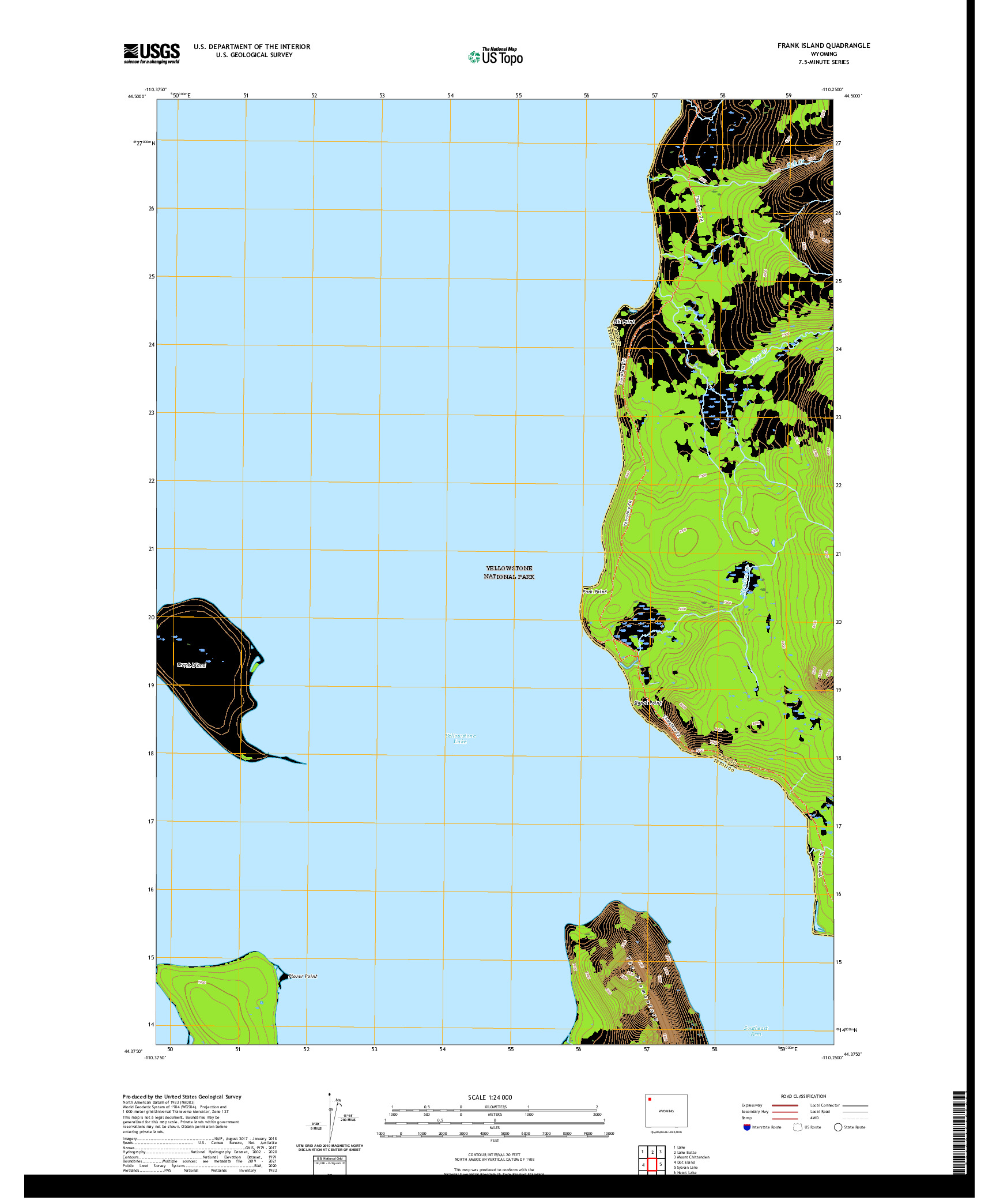 USGS US TOPO 7.5-MINUTE MAP FOR FRANK ISLAND, WY 2021