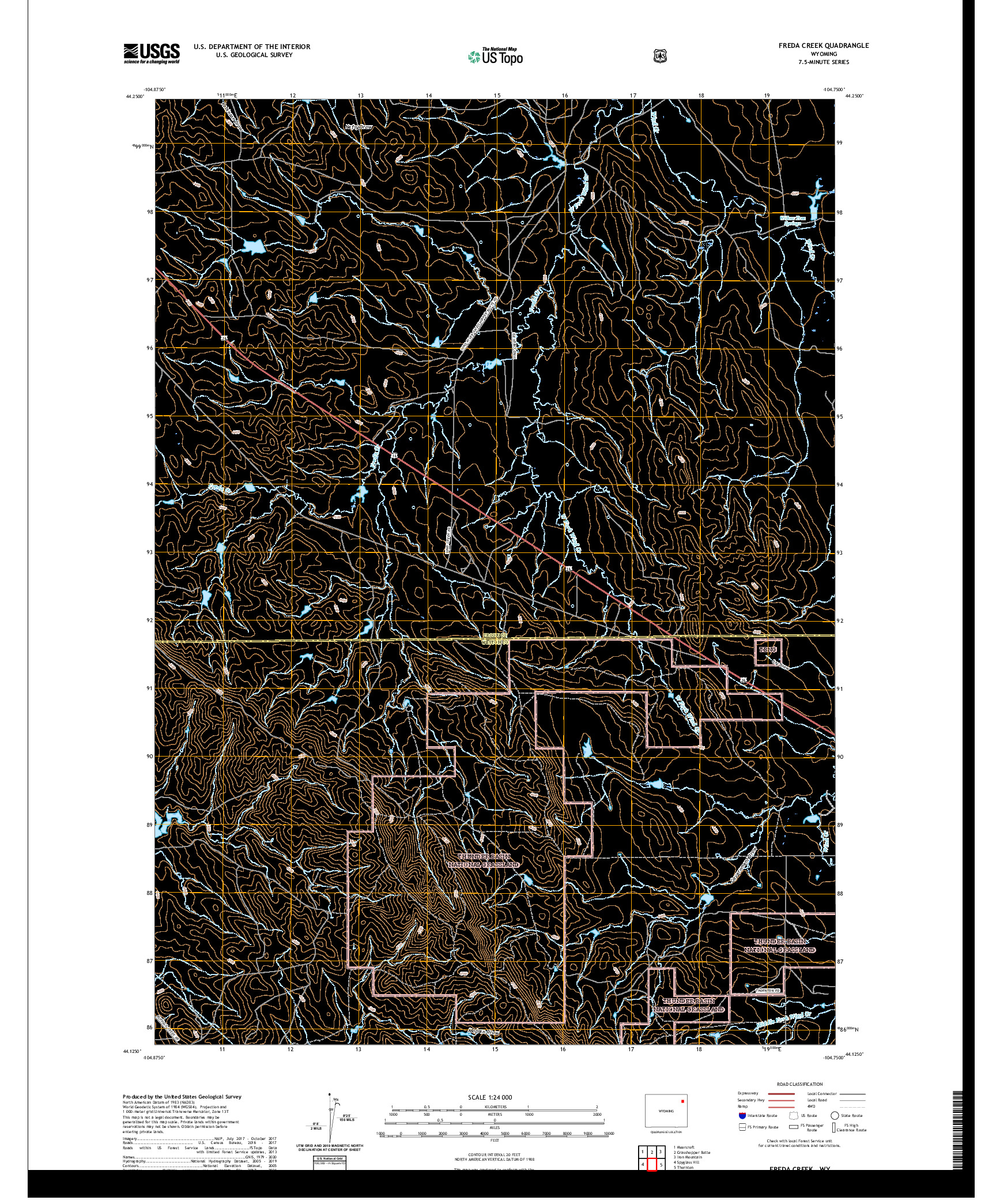 USGS US TOPO 7.5-MINUTE MAP FOR FREDA CREEK, WY 2021