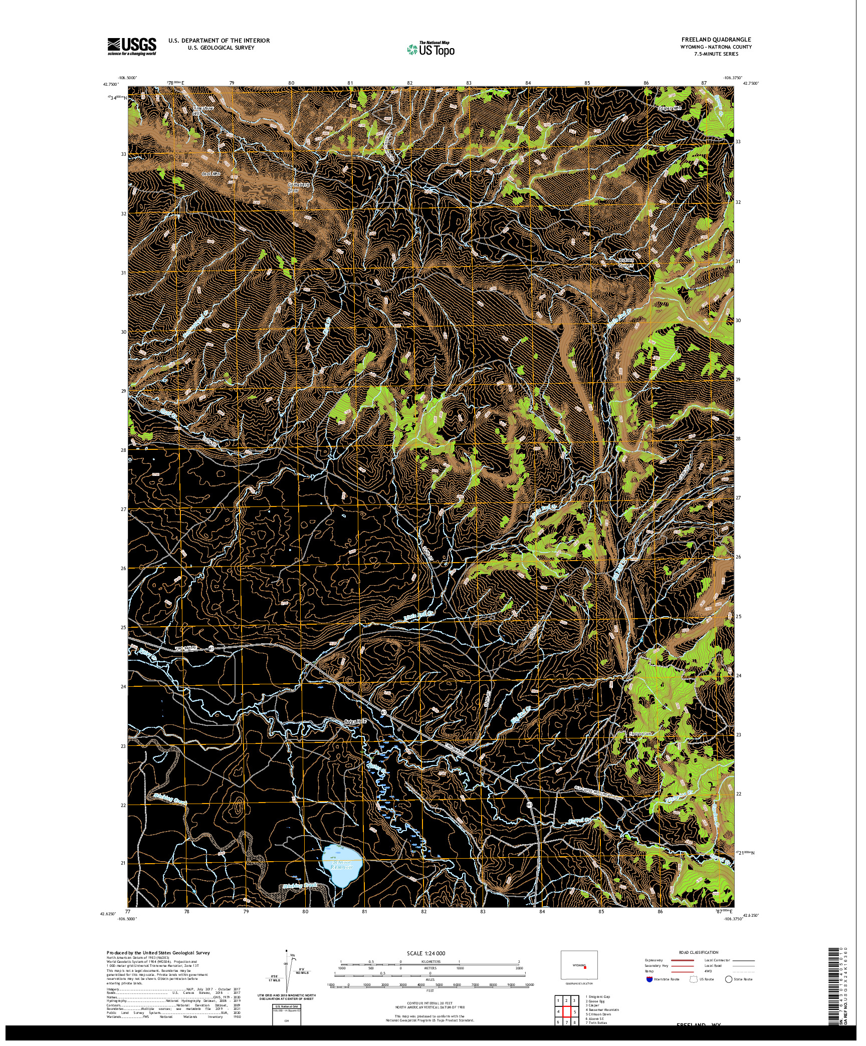 USGS US TOPO 7.5-MINUTE MAP FOR FREELAND, WY 2021