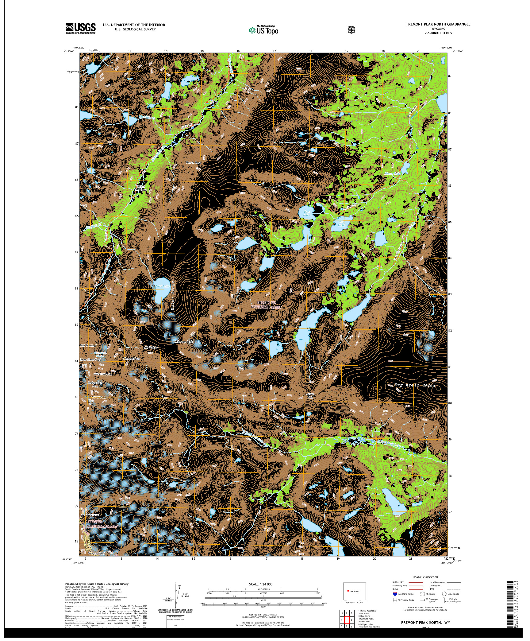 USGS US TOPO 7.5-MINUTE MAP FOR FREMONT PEAK NORTH, WY 2021