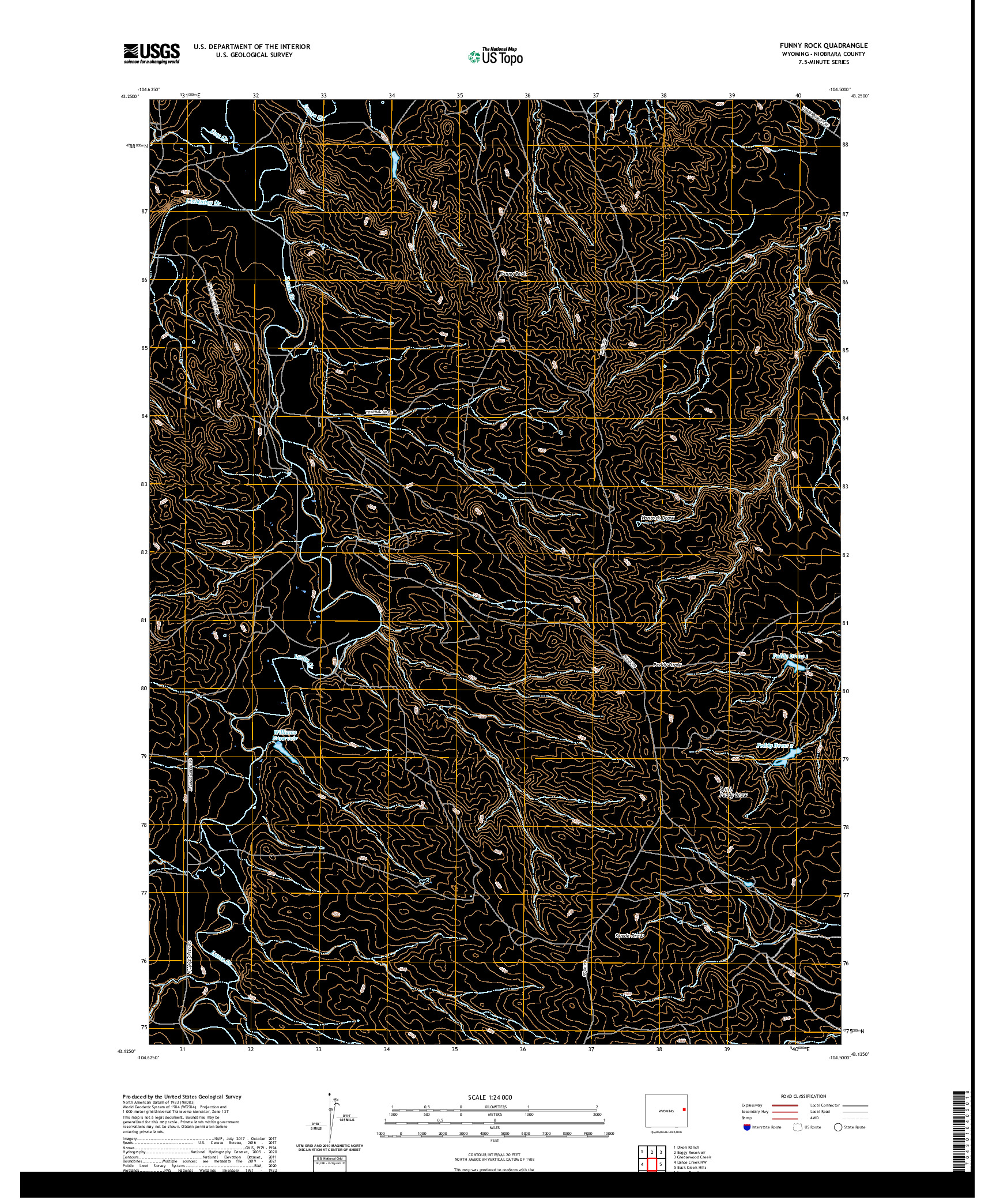 USGS US TOPO 7.5-MINUTE MAP FOR FUNNY ROCK, WY 2021