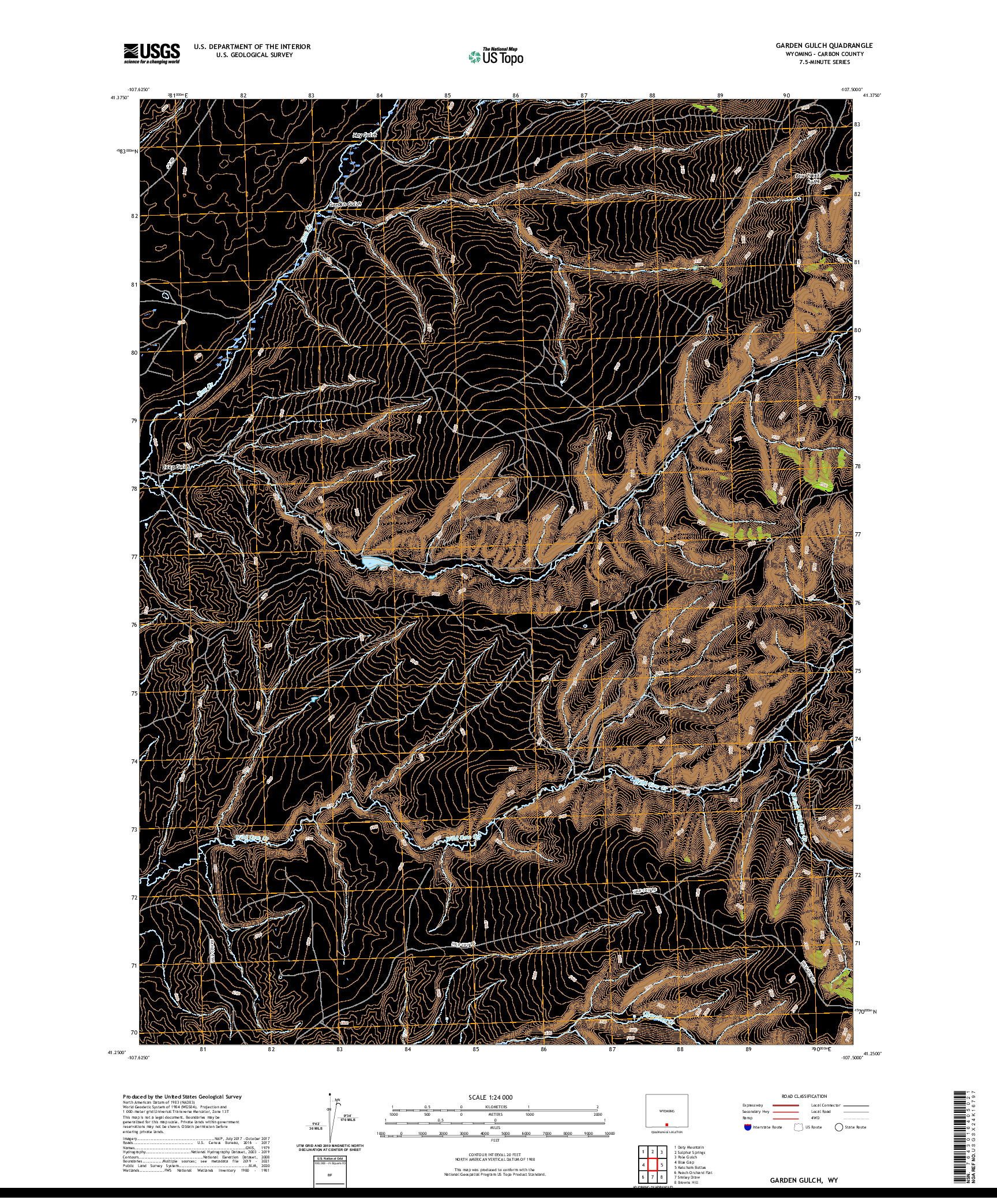 USGS US TOPO 7.5-MINUTE MAP FOR GARDEN GULCH, WY 2021