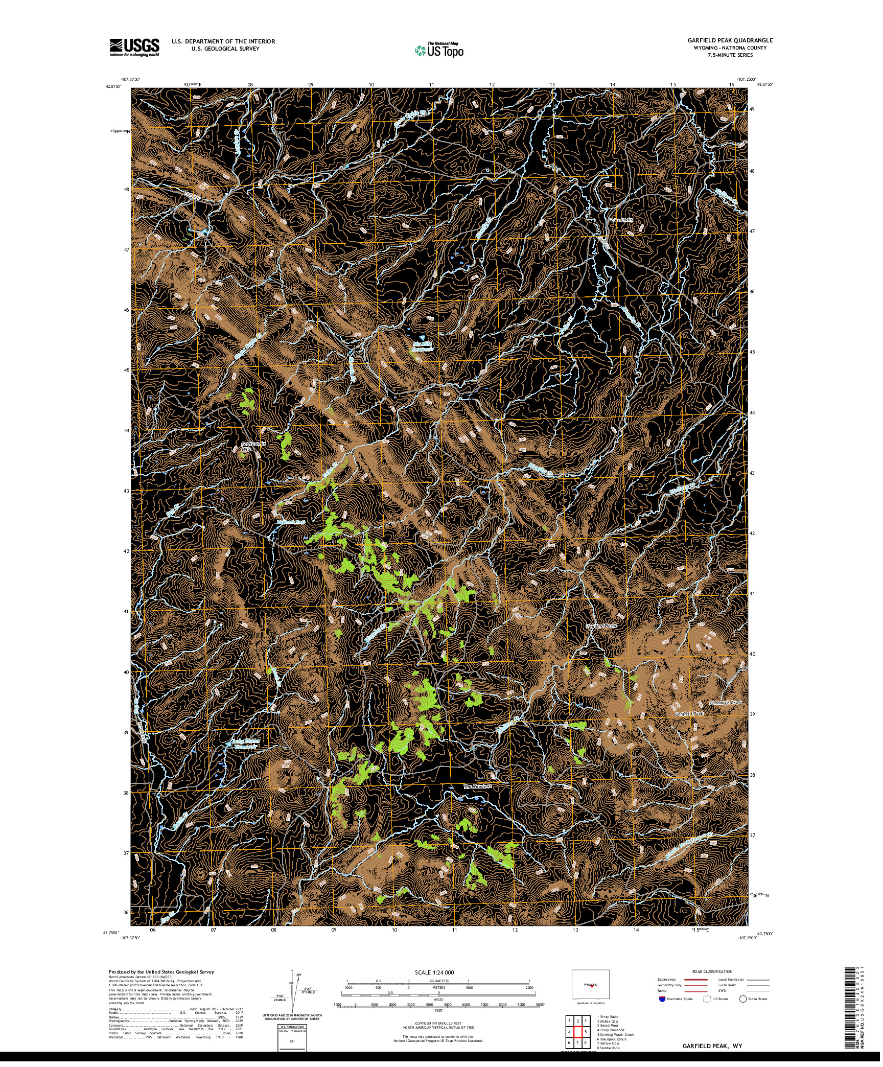 USGS US TOPO 7.5-MINUTE MAP FOR GARFIELD PEAK, WY 2021