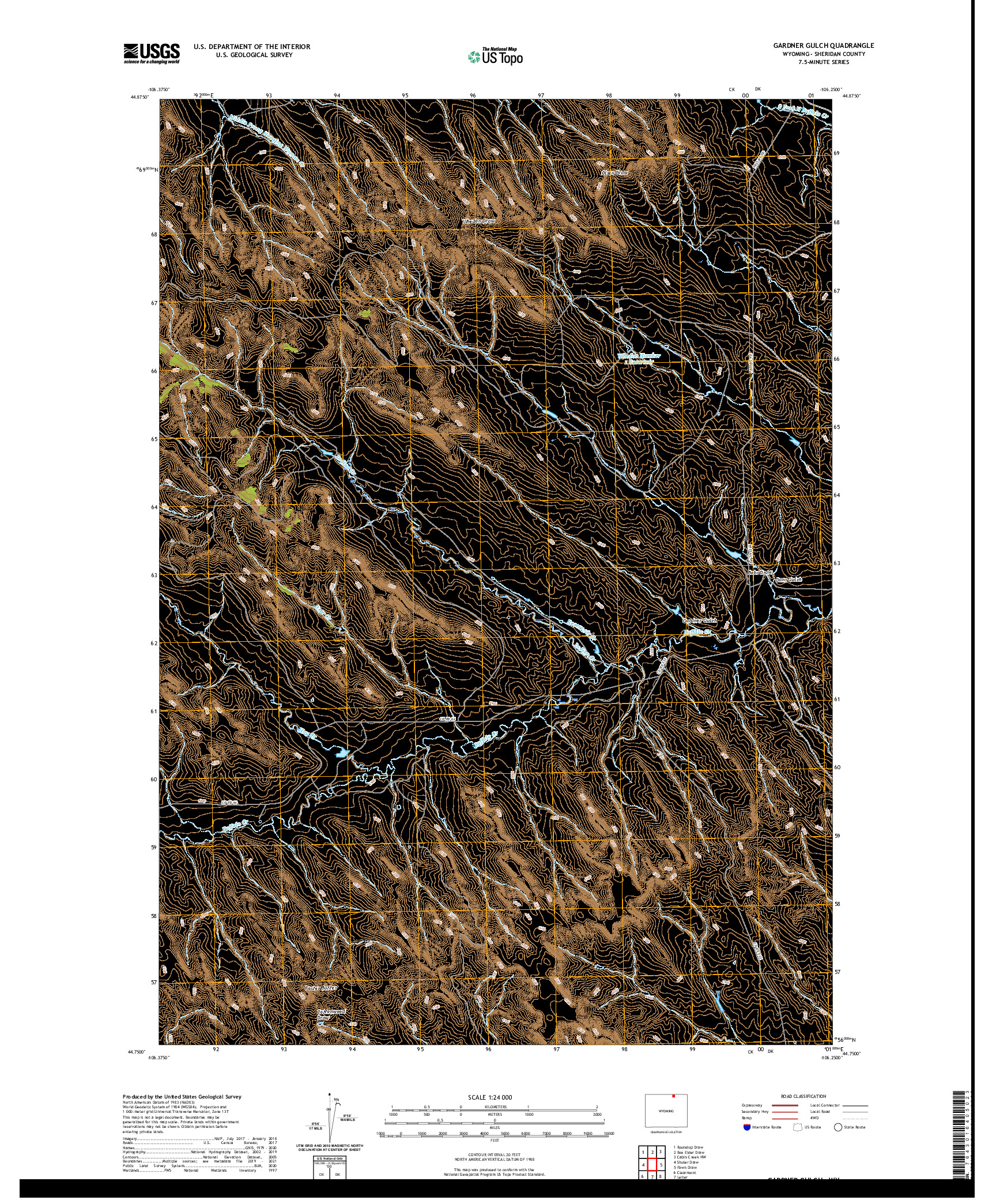 USGS US TOPO 7.5-MINUTE MAP FOR GARDNER GULCH, WY 2021