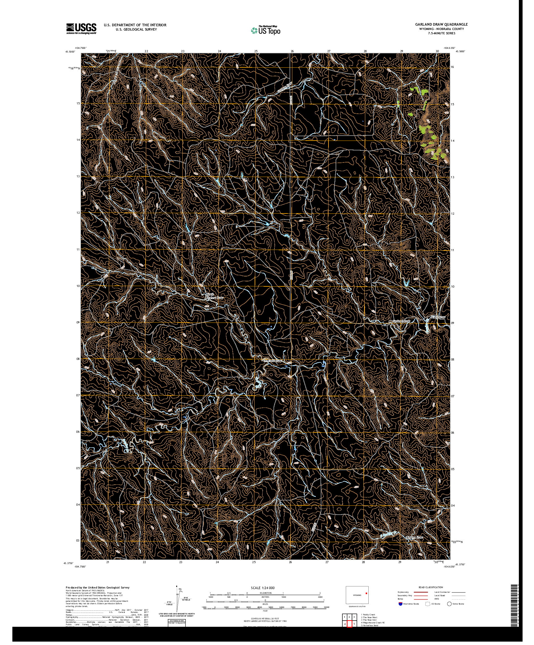 USGS US TOPO 7.5-MINUTE MAP FOR GARLAND DRAW, WY 2021