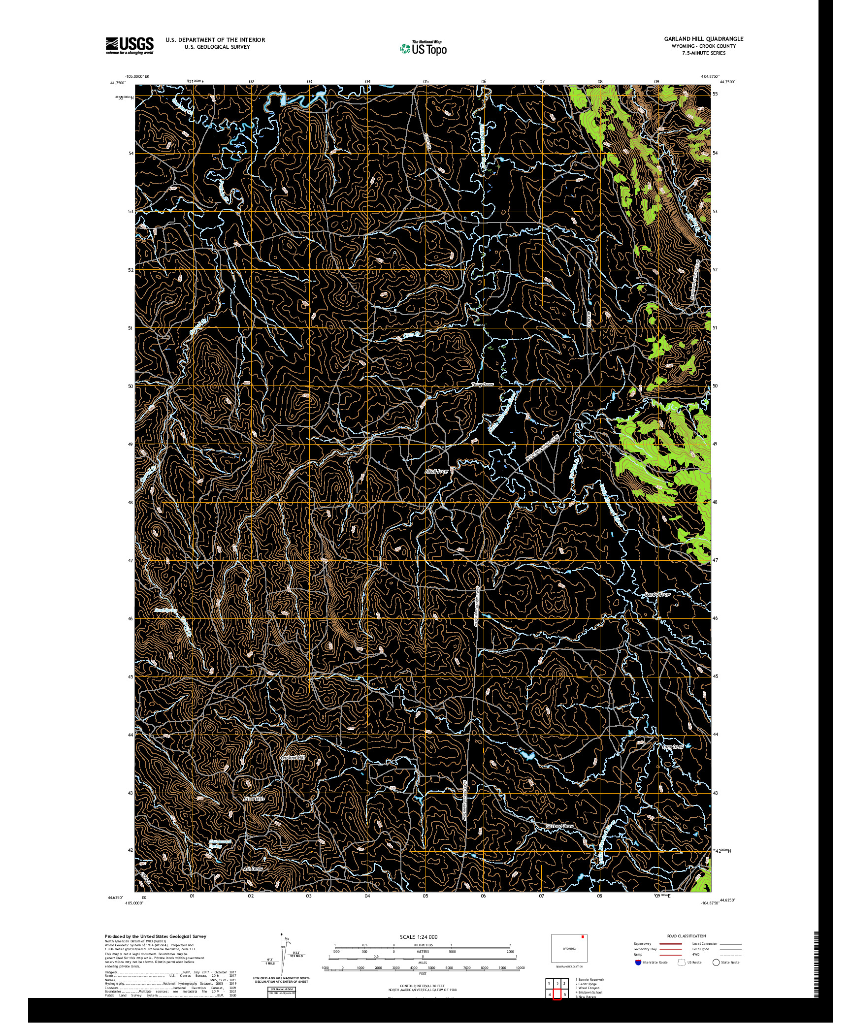 USGS US TOPO 7.5-MINUTE MAP FOR GARLAND HILL, WY 2021