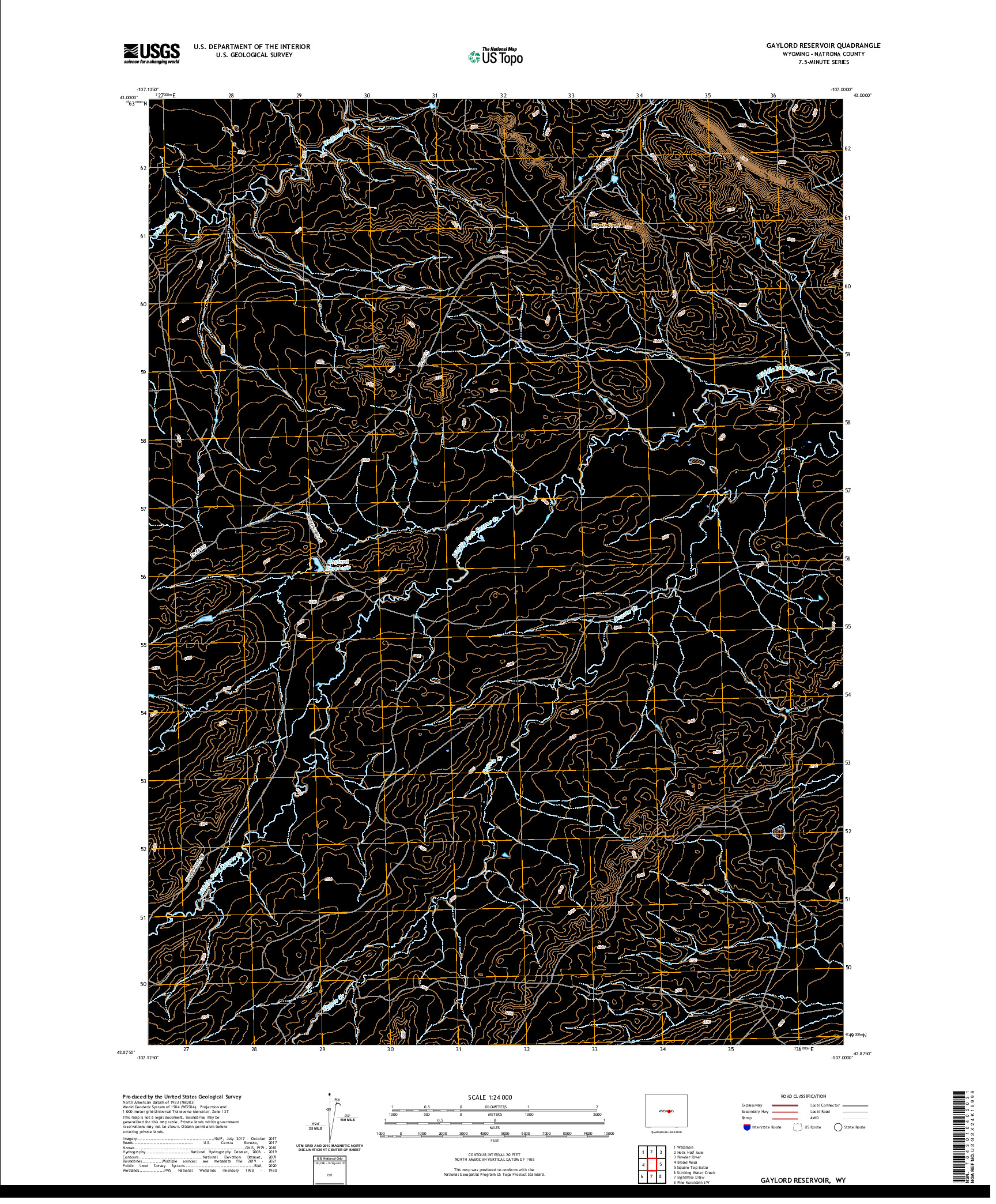 USGS US TOPO 7.5-MINUTE MAP FOR GAYLORD RESERVOIR, WY 2021