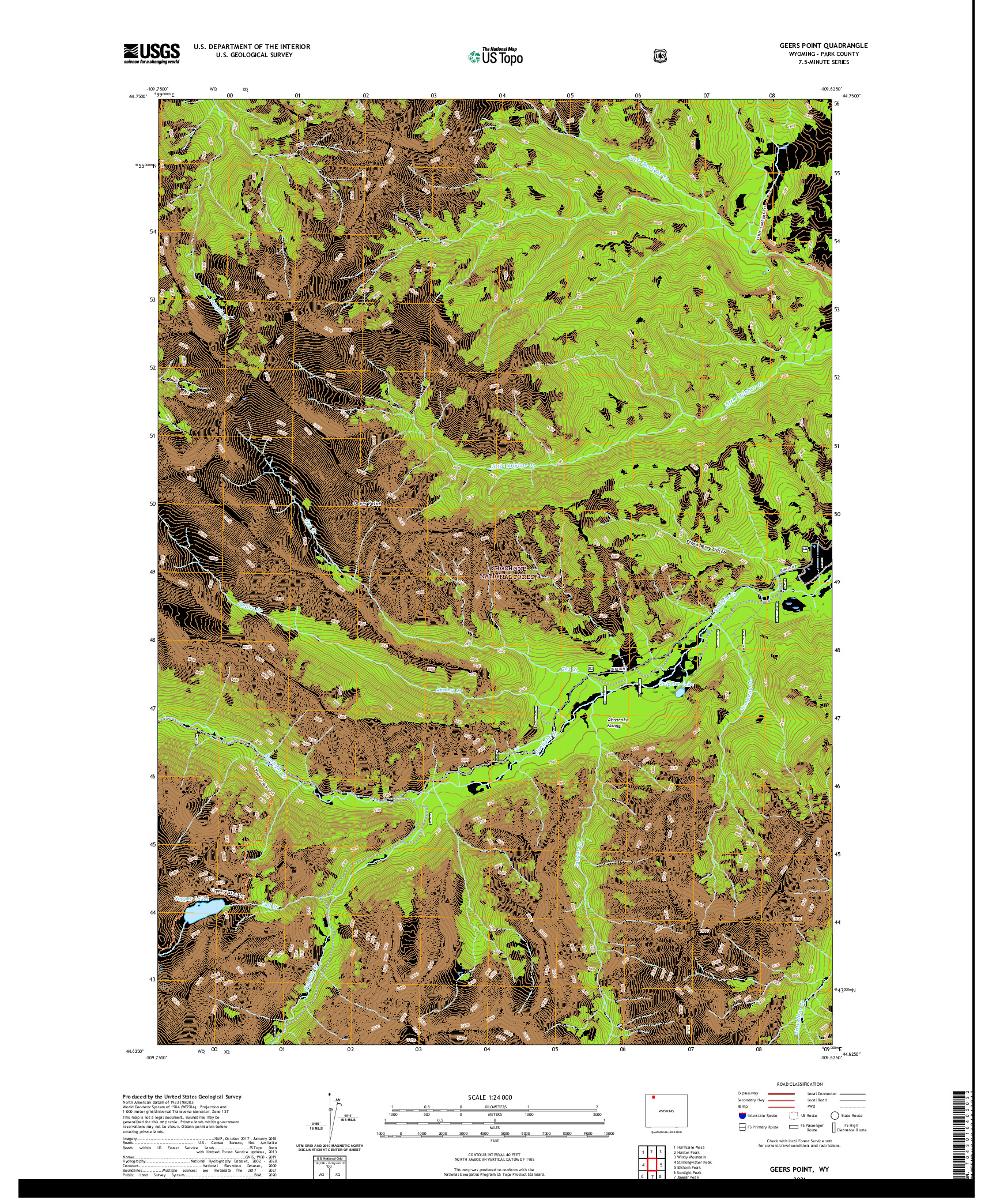 USGS US TOPO 7.5-MINUTE MAP FOR GEERS POINT, WY 2021