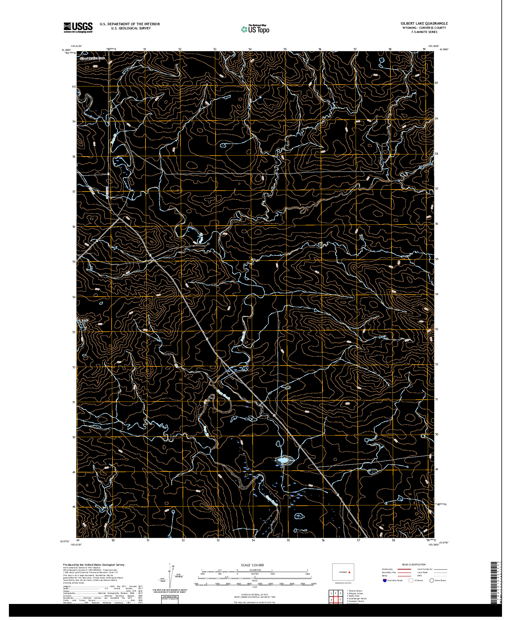 USGS US TOPO 7.5-MINUTE MAP FOR GILBERT LAKE, WY 2021