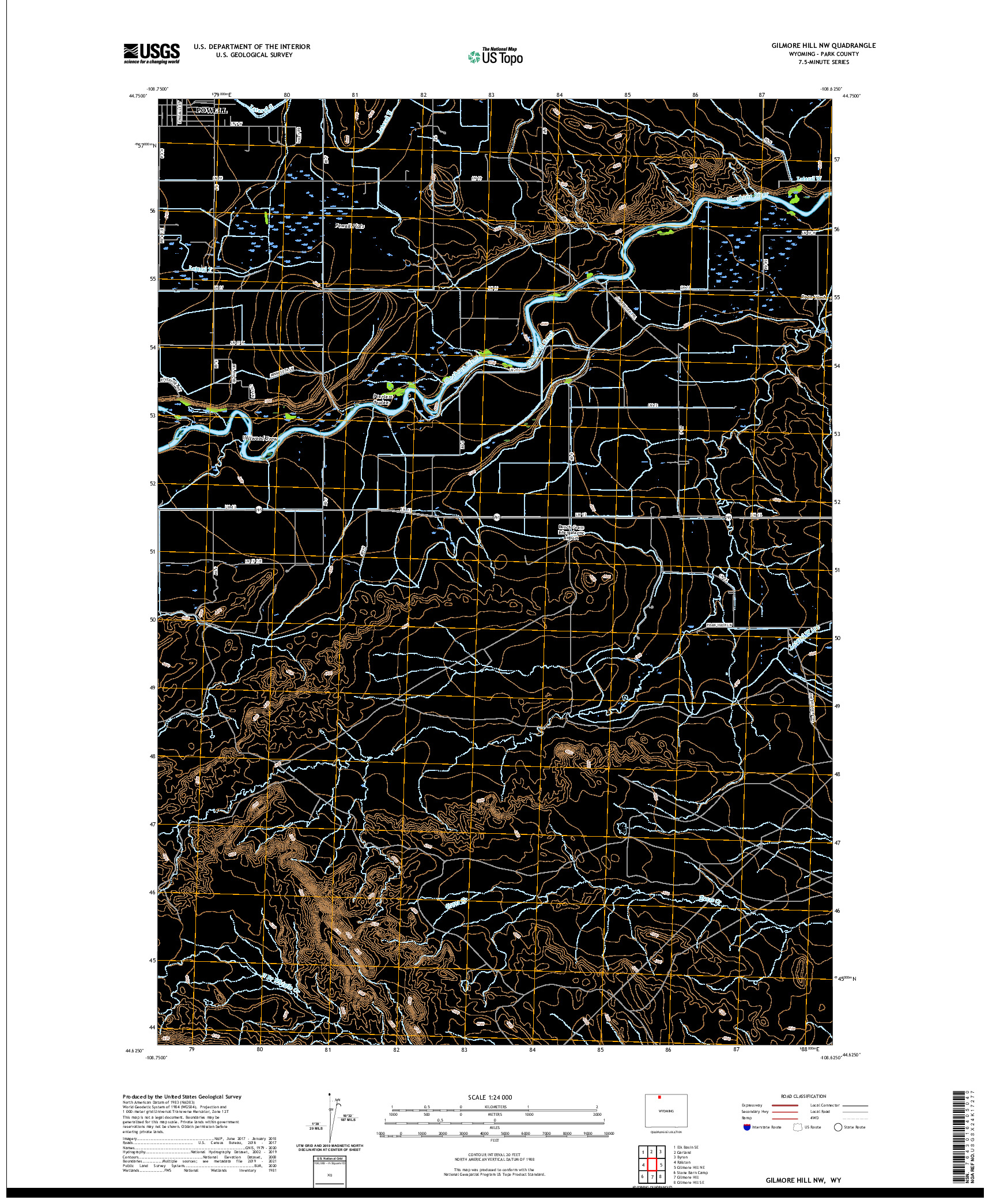 USGS US TOPO 7.5-MINUTE MAP FOR GILMORE HILL NW, WY 2021