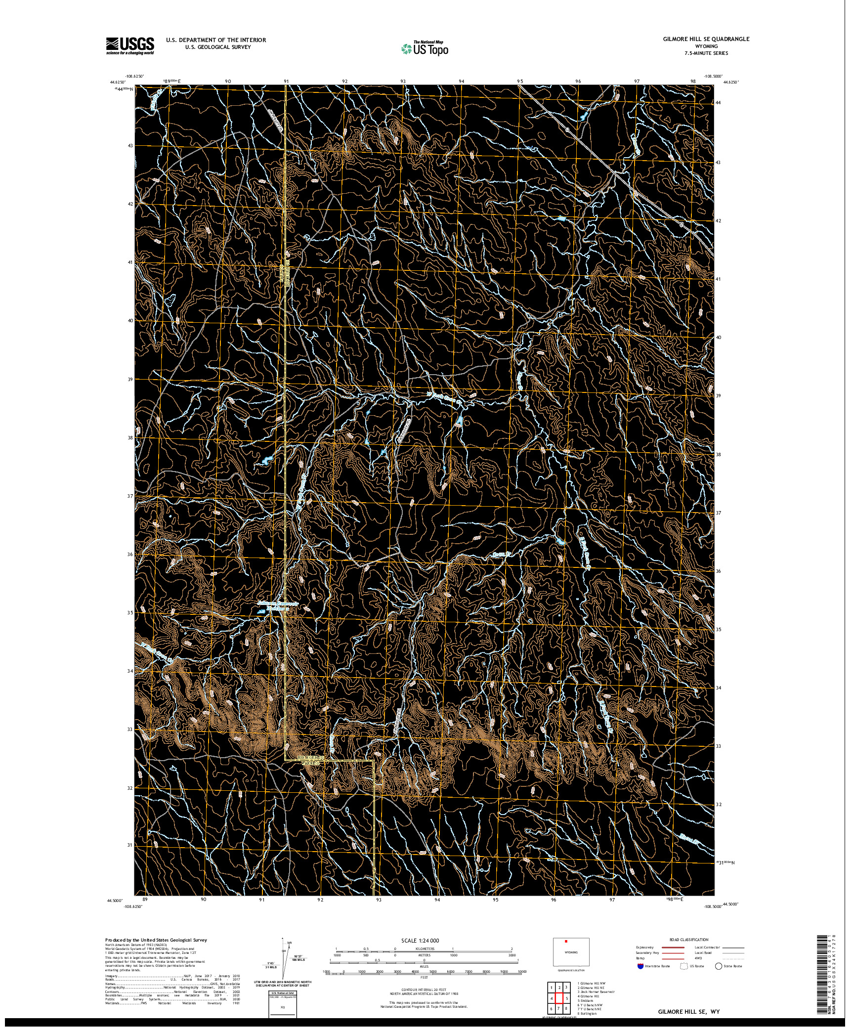 USGS US TOPO 7.5-MINUTE MAP FOR GILMORE HILL SE, WY 2021