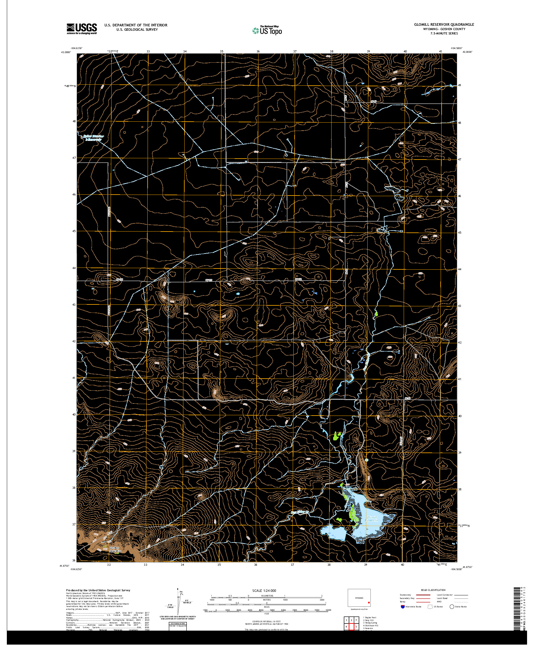 USGS US TOPO 7.5-MINUTE MAP FOR GLOMILL RESERVOIR, WY 2021