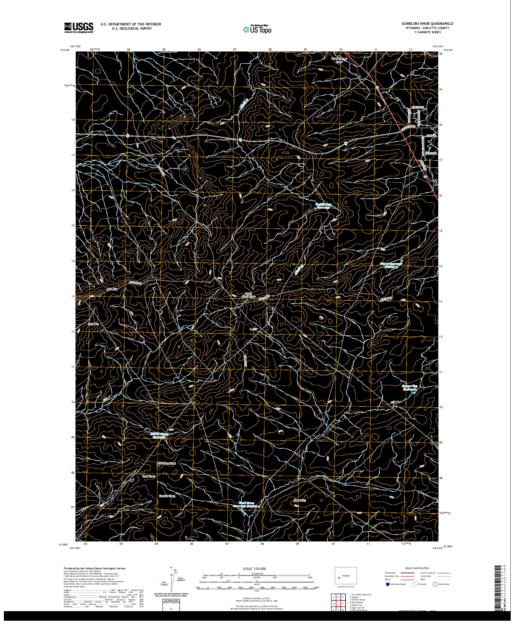 USGS US TOPO 7.5-MINUTE MAP FOR GOBBLERS KNOB, WY 2021