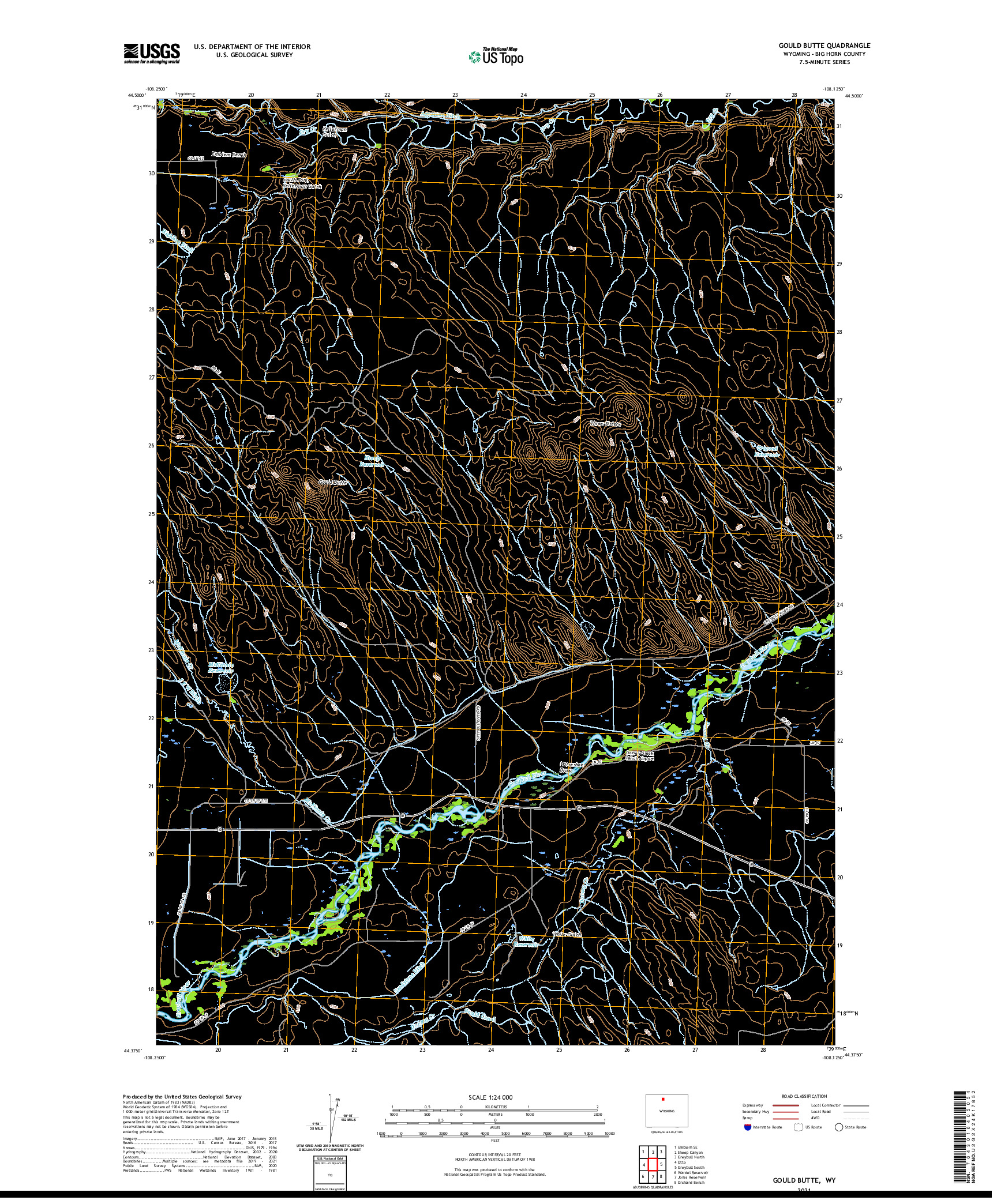 USGS US TOPO 7.5-MINUTE MAP FOR GOULD BUTTE, WY 2021
