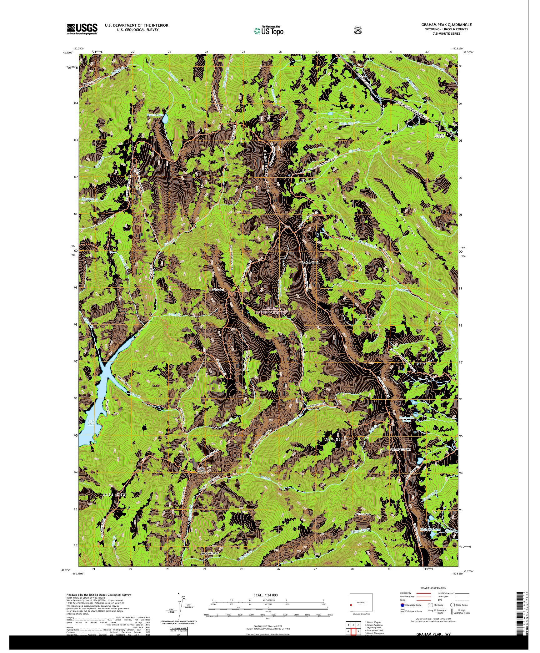 USGS US TOPO 7.5-MINUTE MAP FOR GRAHAM PEAK, WY 2021