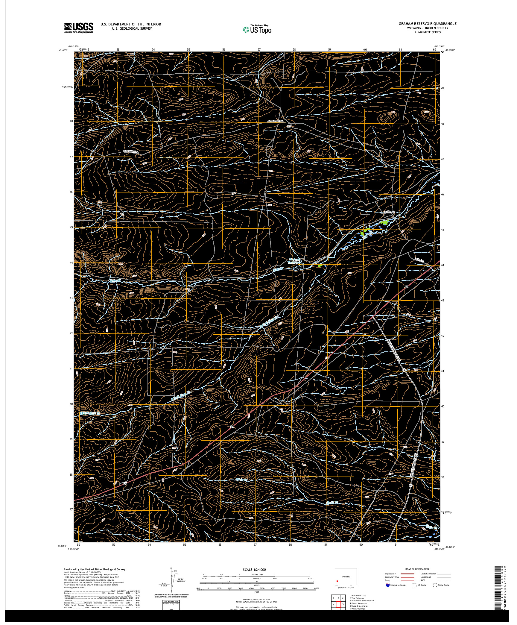 USGS US TOPO 7.5-MINUTE MAP FOR GRAHAM RESERVOIR, WY 2021