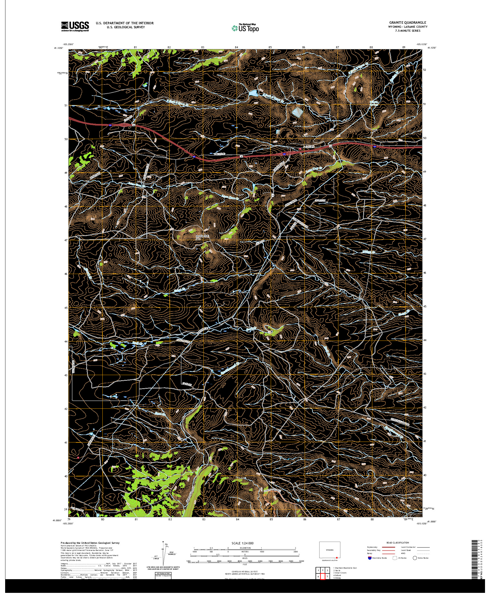 USGS US TOPO 7.5-MINUTE MAP FOR GRANITE, WY 2021