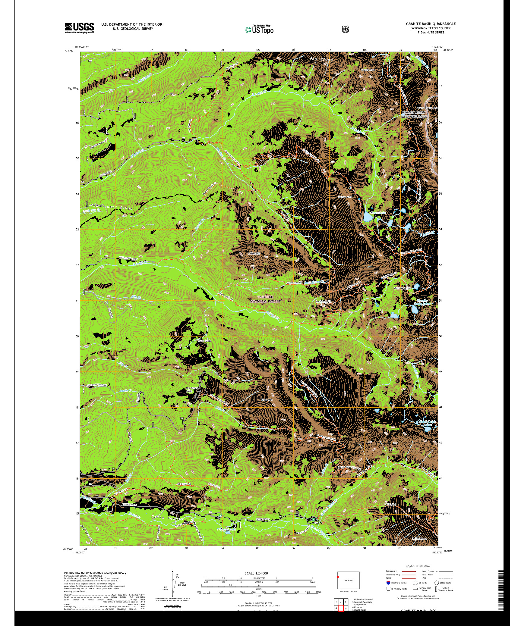 USGS US TOPO 7.5-MINUTE MAP FOR GRANITE BASIN, WY 2021