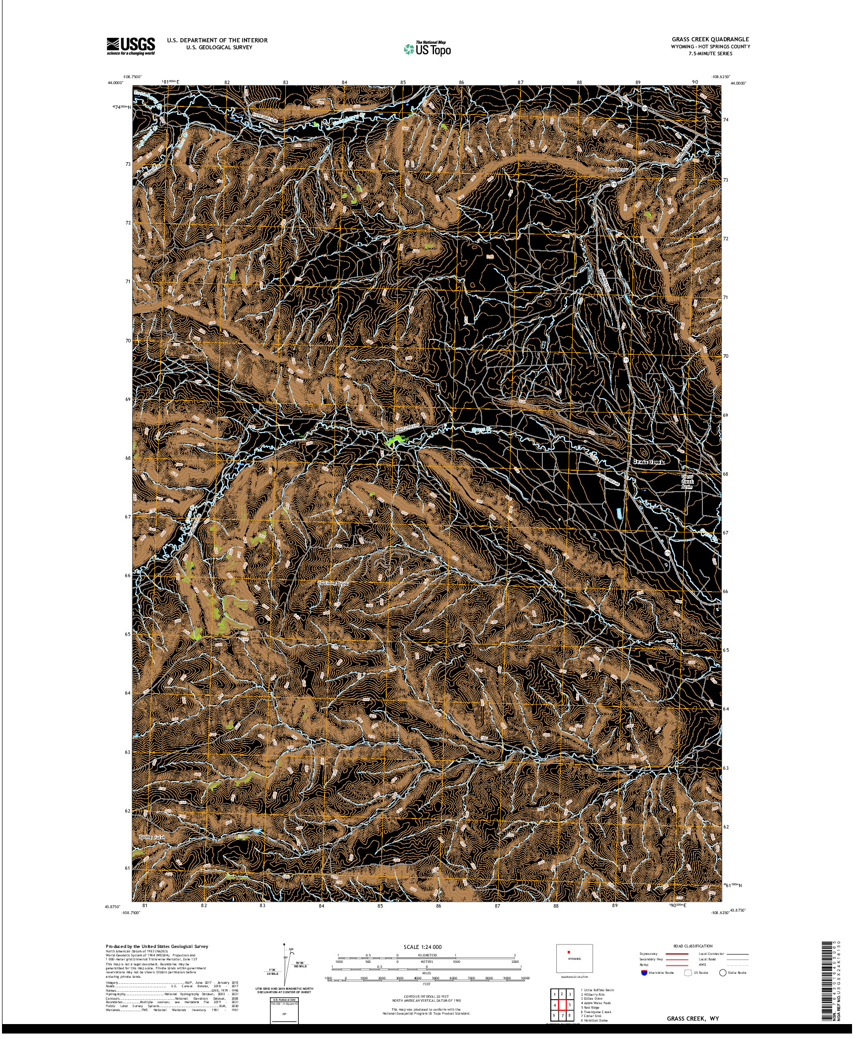 USGS US TOPO 7.5-MINUTE MAP FOR GRASS CREEK, WY 2021