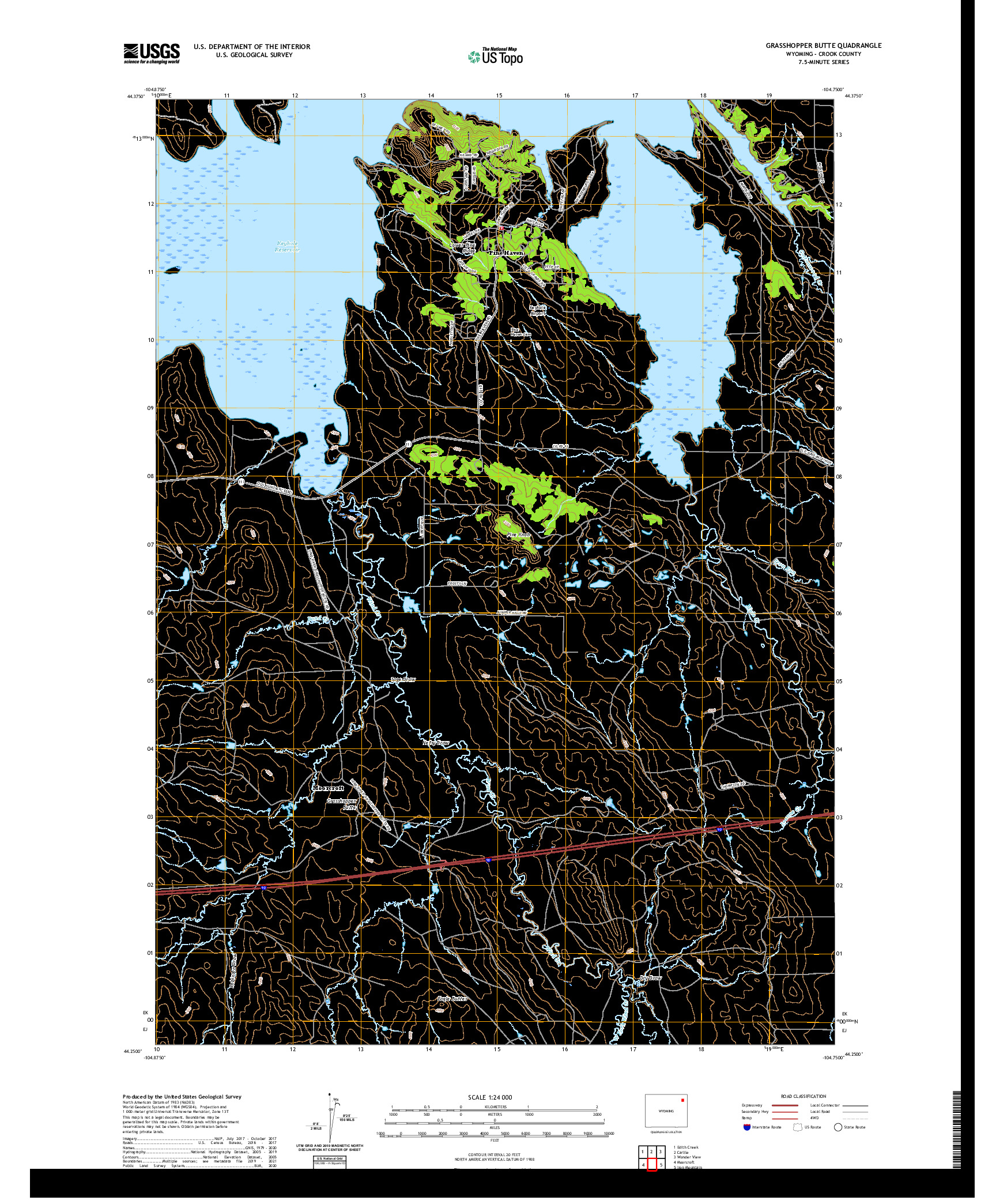USGS US TOPO 7.5-MINUTE MAP FOR GRASSHOPPER BUTTE, WY 2021
