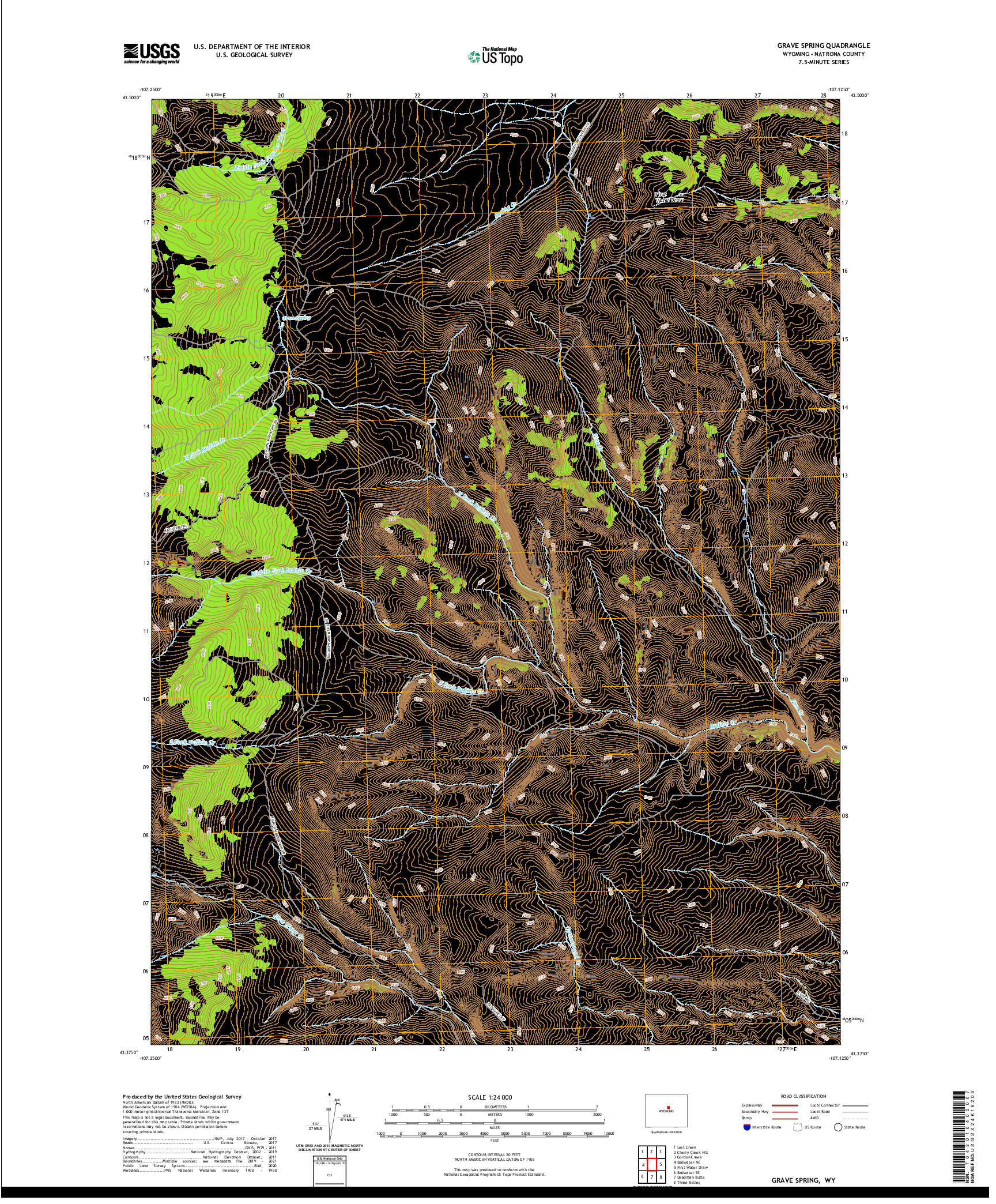 USGS US TOPO 7.5-MINUTE MAP FOR GRAVE SPRING, WY 2021