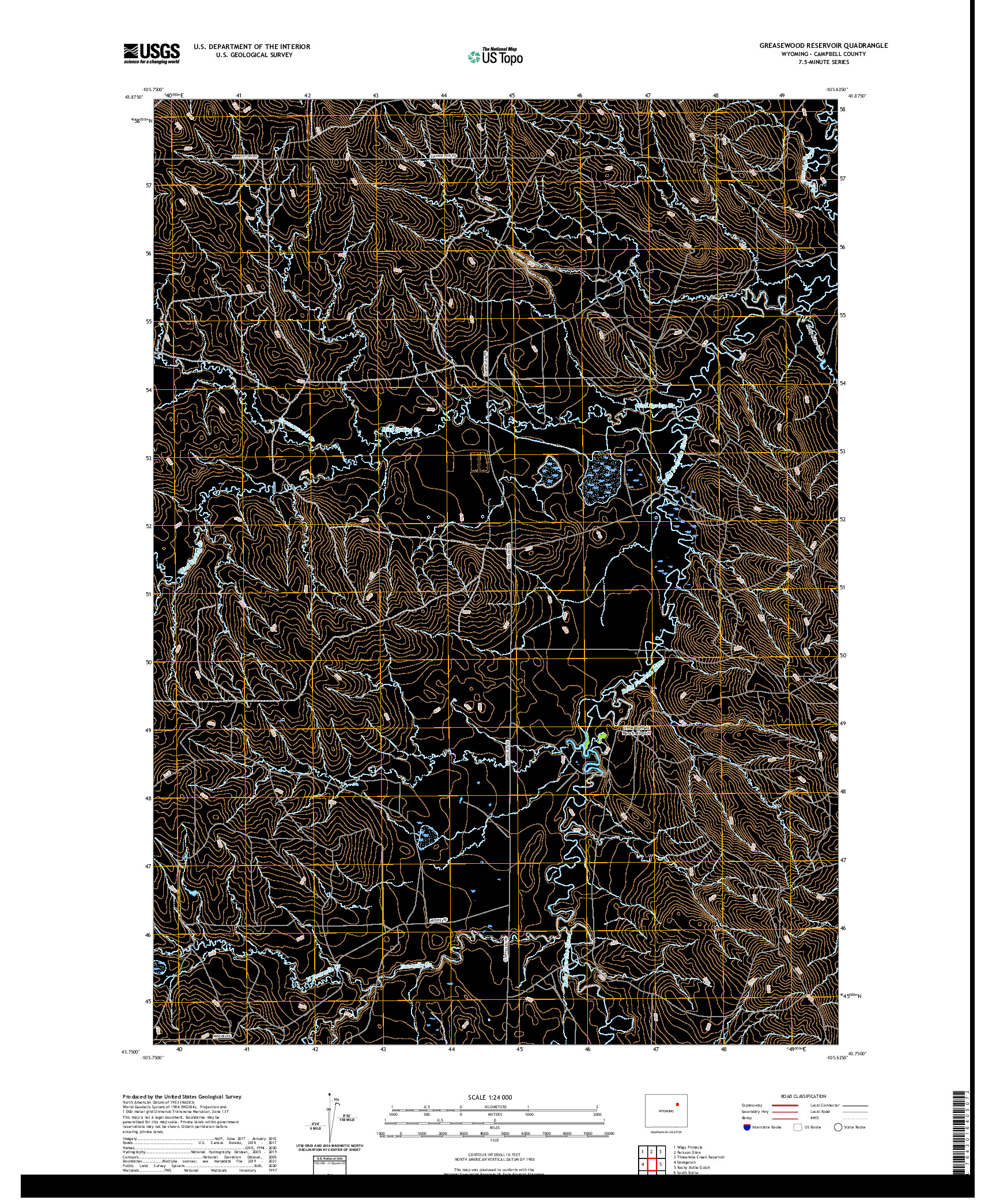 USGS US TOPO 7.5-MINUTE MAP FOR GREASEWOOD RESERVOIR, WY 2021