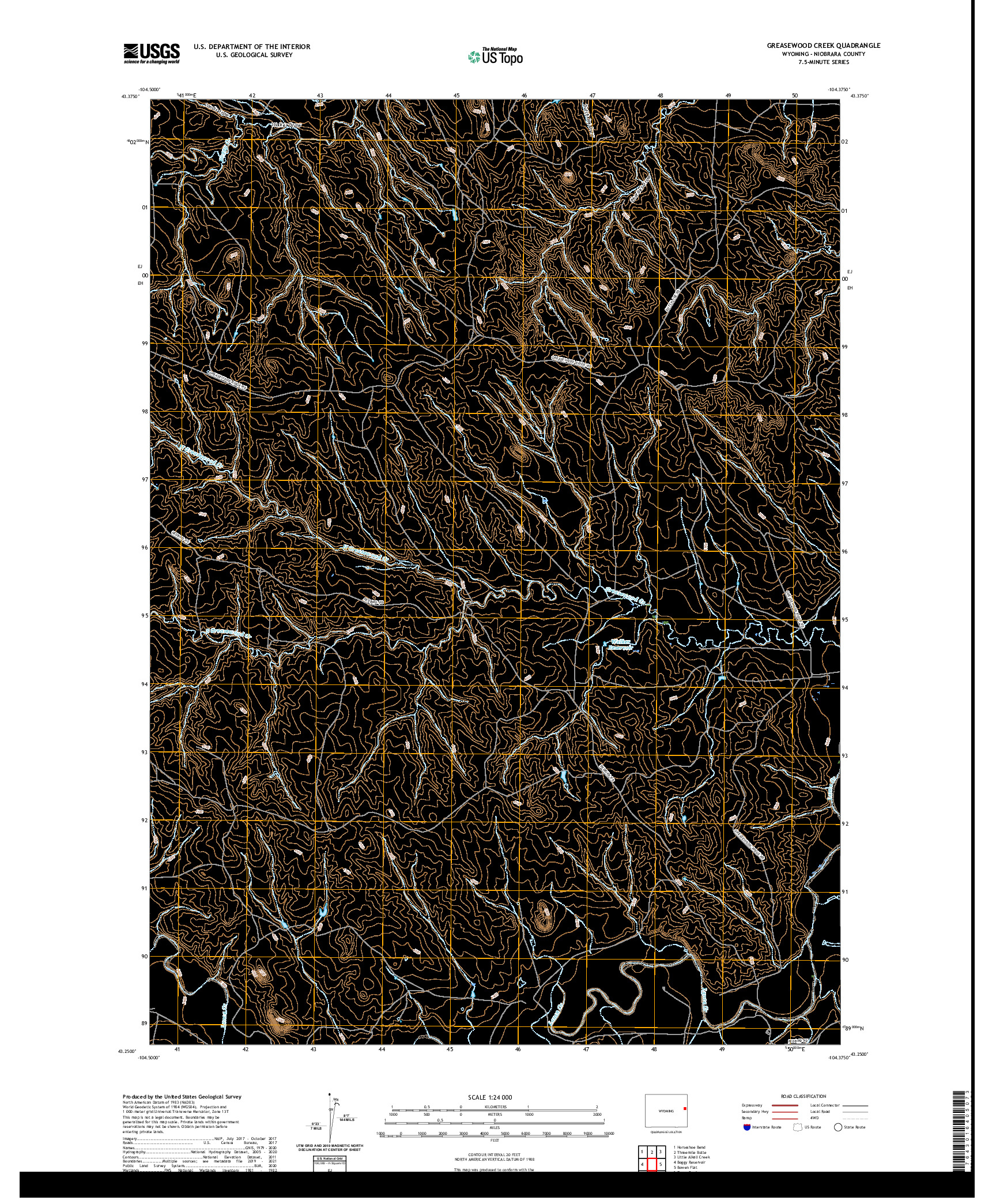 USGS US TOPO 7.5-MINUTE MAP FOR GREASEWOOD CREEK, WY 2021