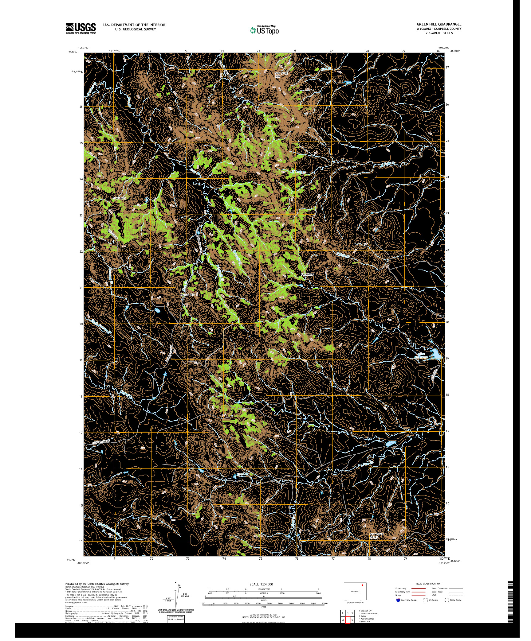 USGS US TOPO 7.5-MINUTE MAP FOR GREEN HILL, WY 2021