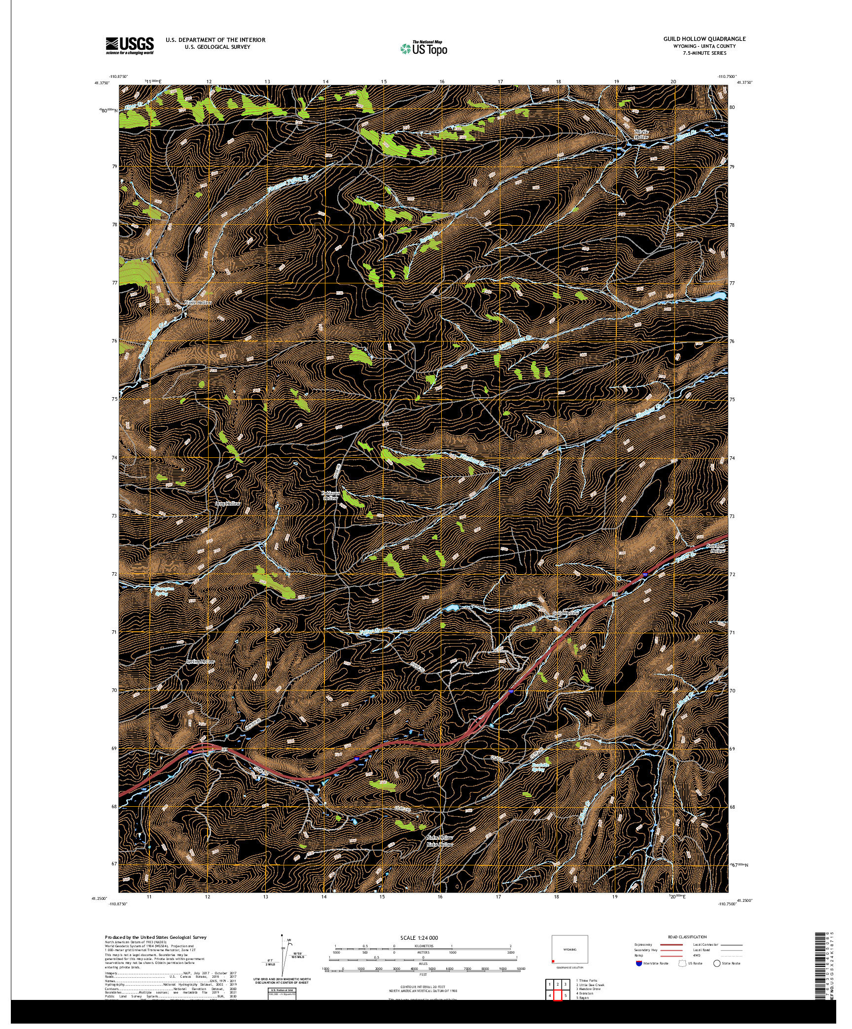 USGS US TOPO 7.5-MINUTE MAP FOR GUILD HOLLOW, WY 2021