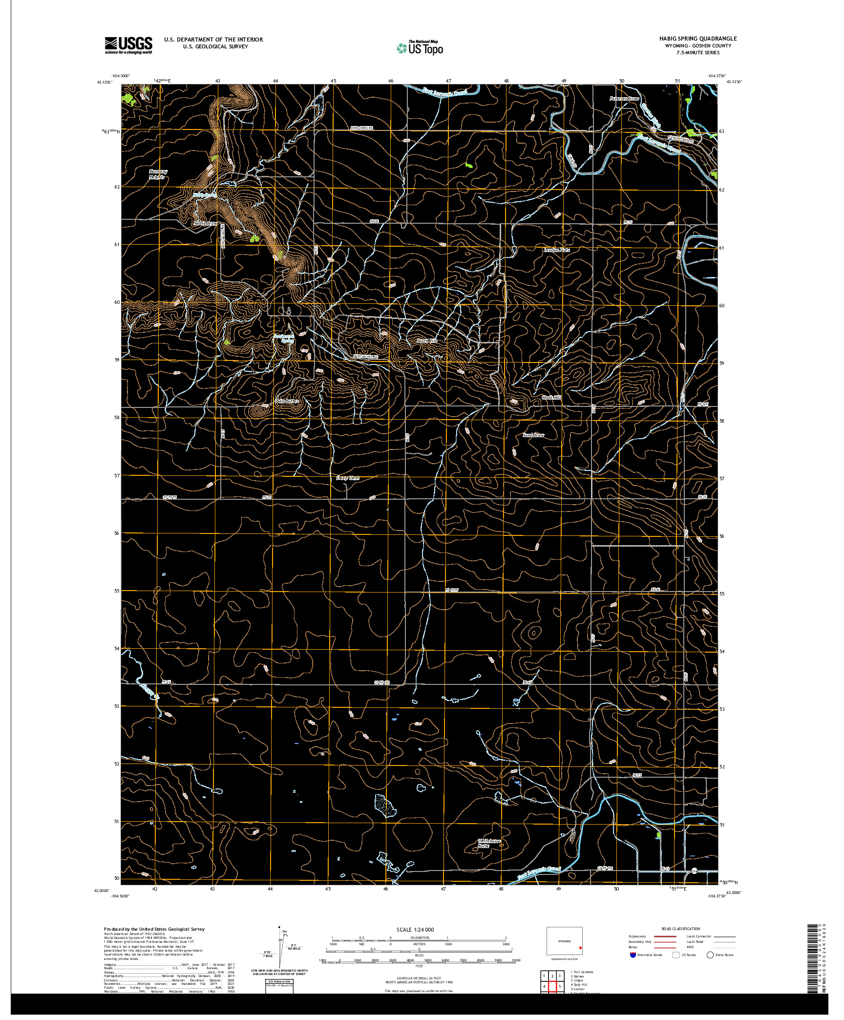 USGS US TOPO 7.5-MINUTE MAP FOR HABIG SPRING, WY 2021