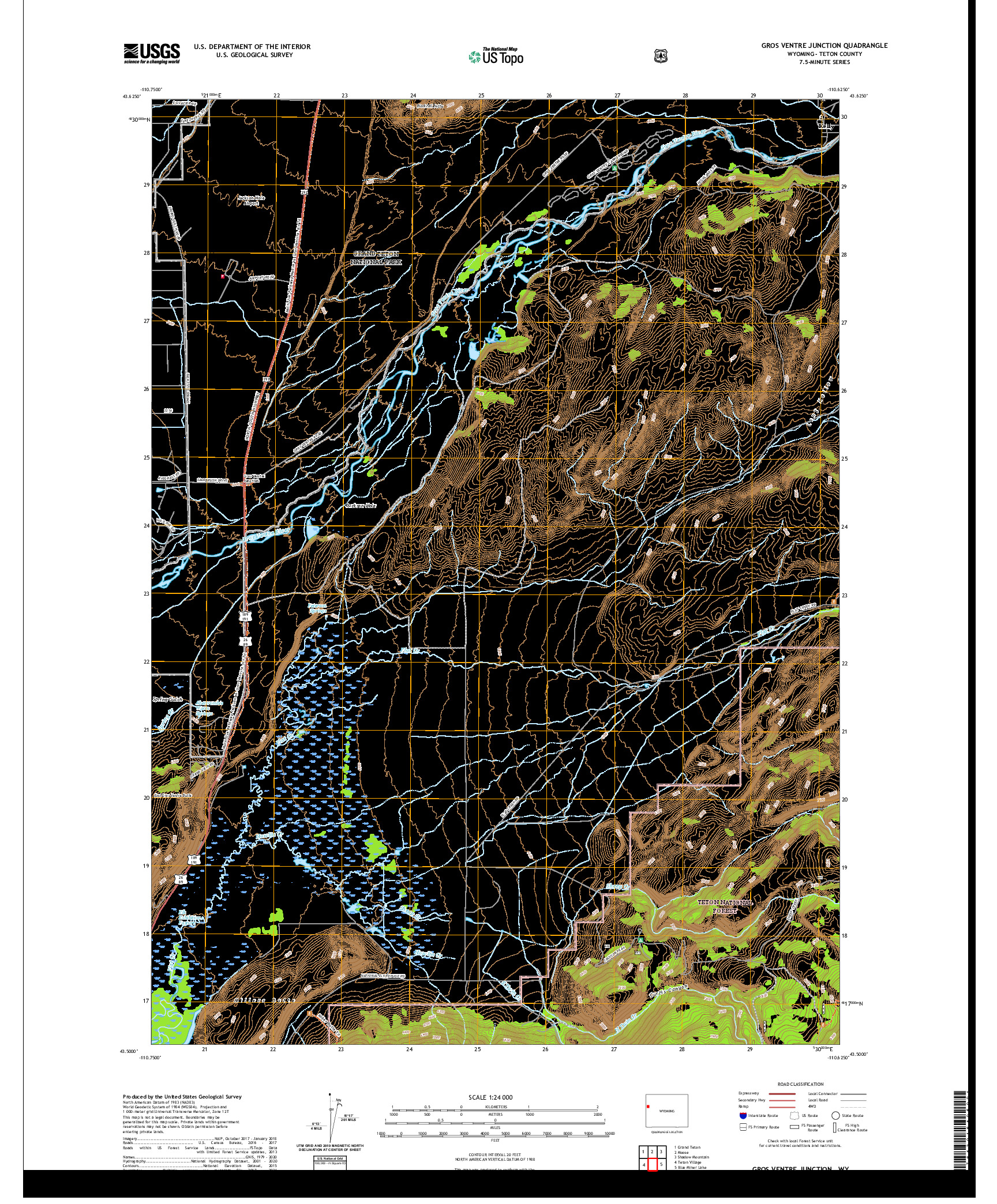 USGS US TOPO 7.5-MINUTE MAP FOR GROS VENTRE JUNCTION, WY 2021