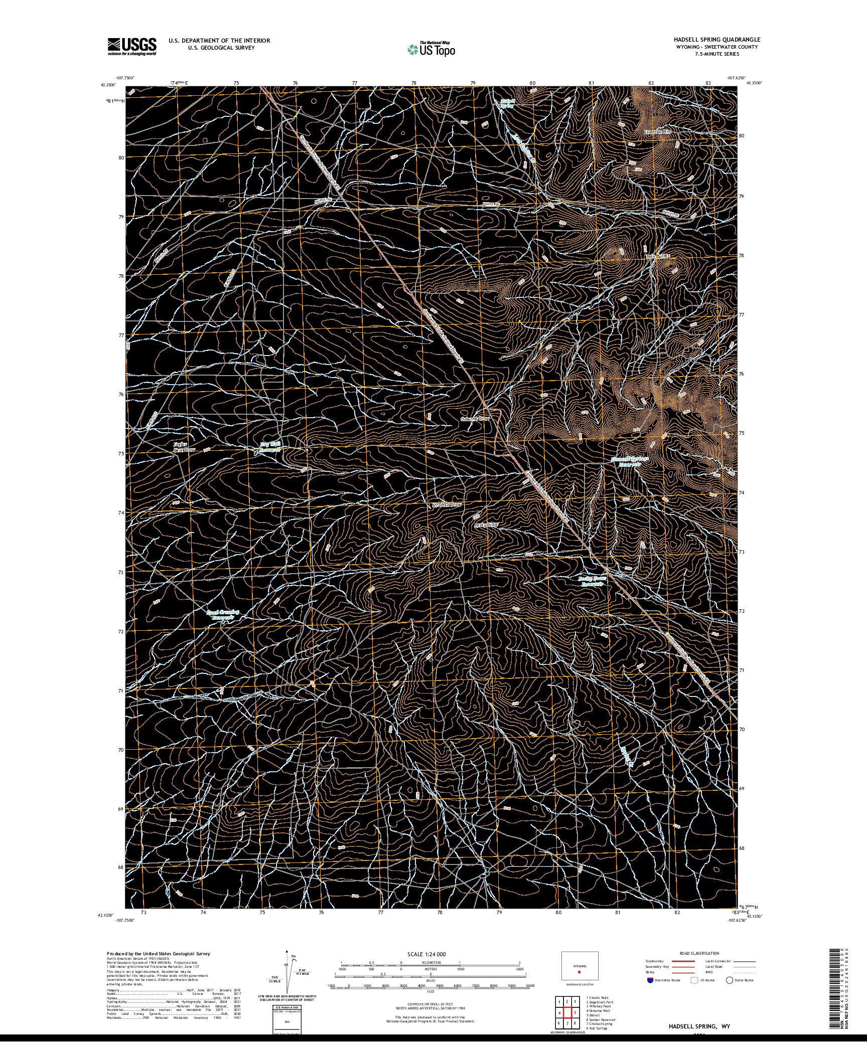 USGS US TOPO 7.5-MINUTE MAP FOR HADSELL SPRING, WY 2021