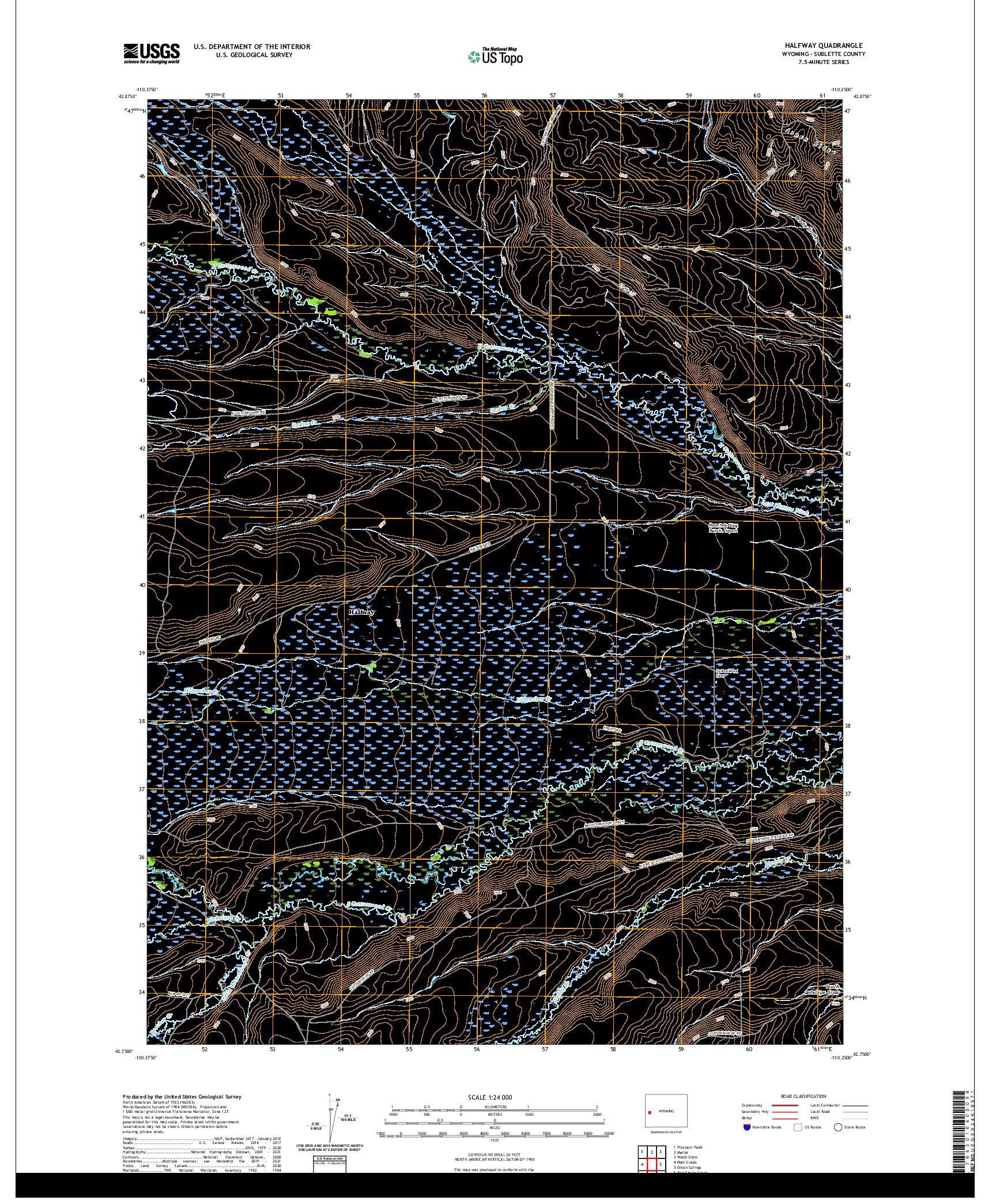 USGS US TOPO 7.5-MINUTE MAP FOR HALFWAY, WY 2021