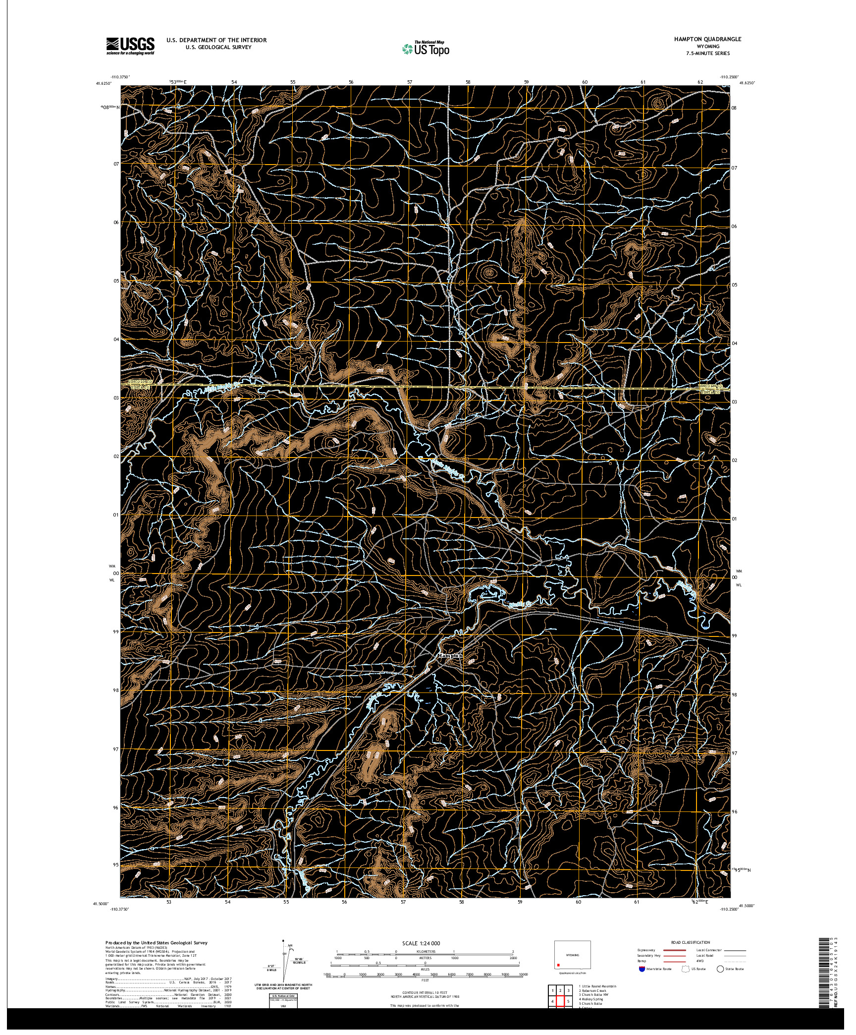 USGS US TOPO 7.5-MINUTE MAP FOR HAMPTON, WY 2021