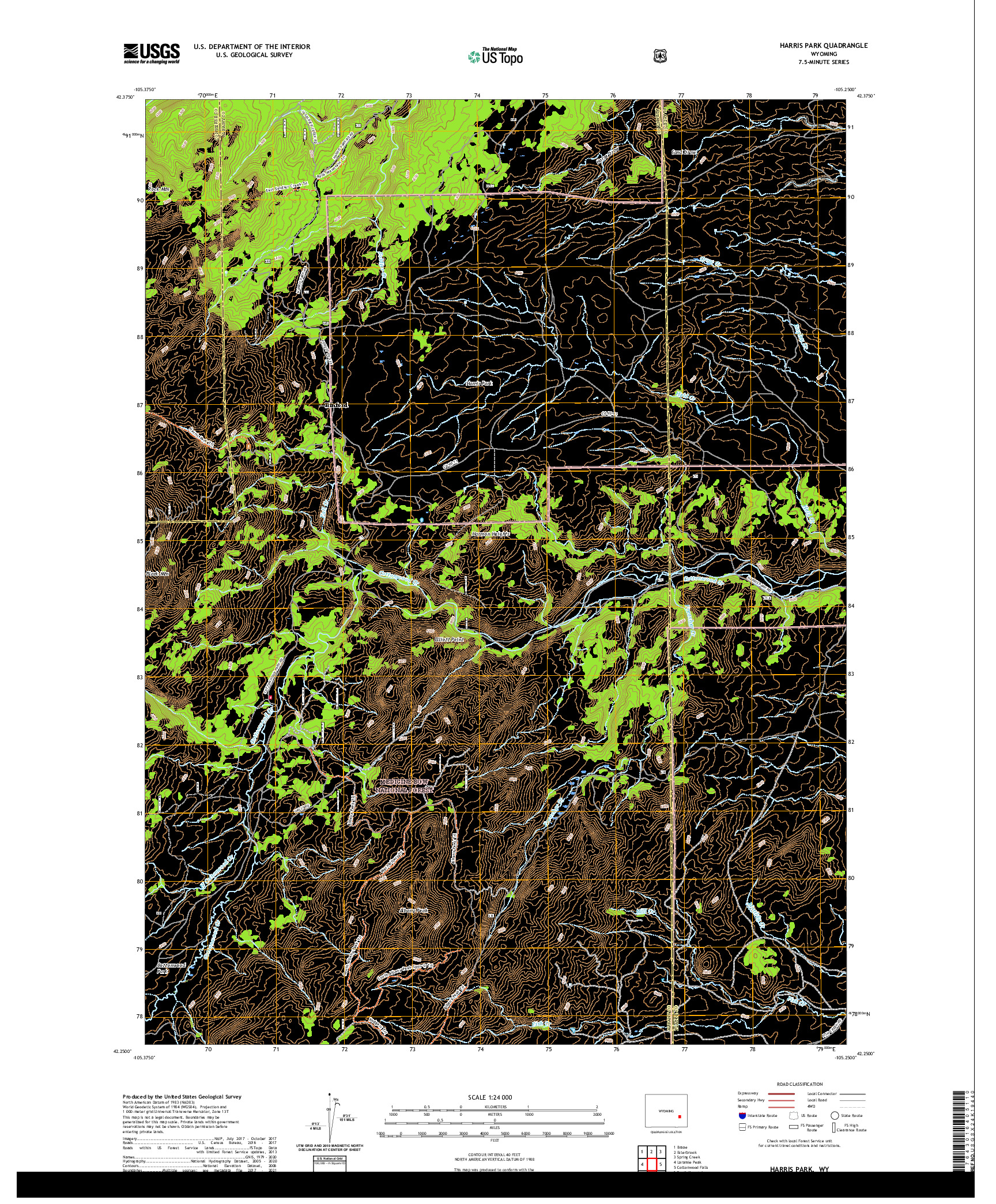 USGS US TOPO 7.5-MINUTE MAP FOR HARRIS PARK, WY 2021