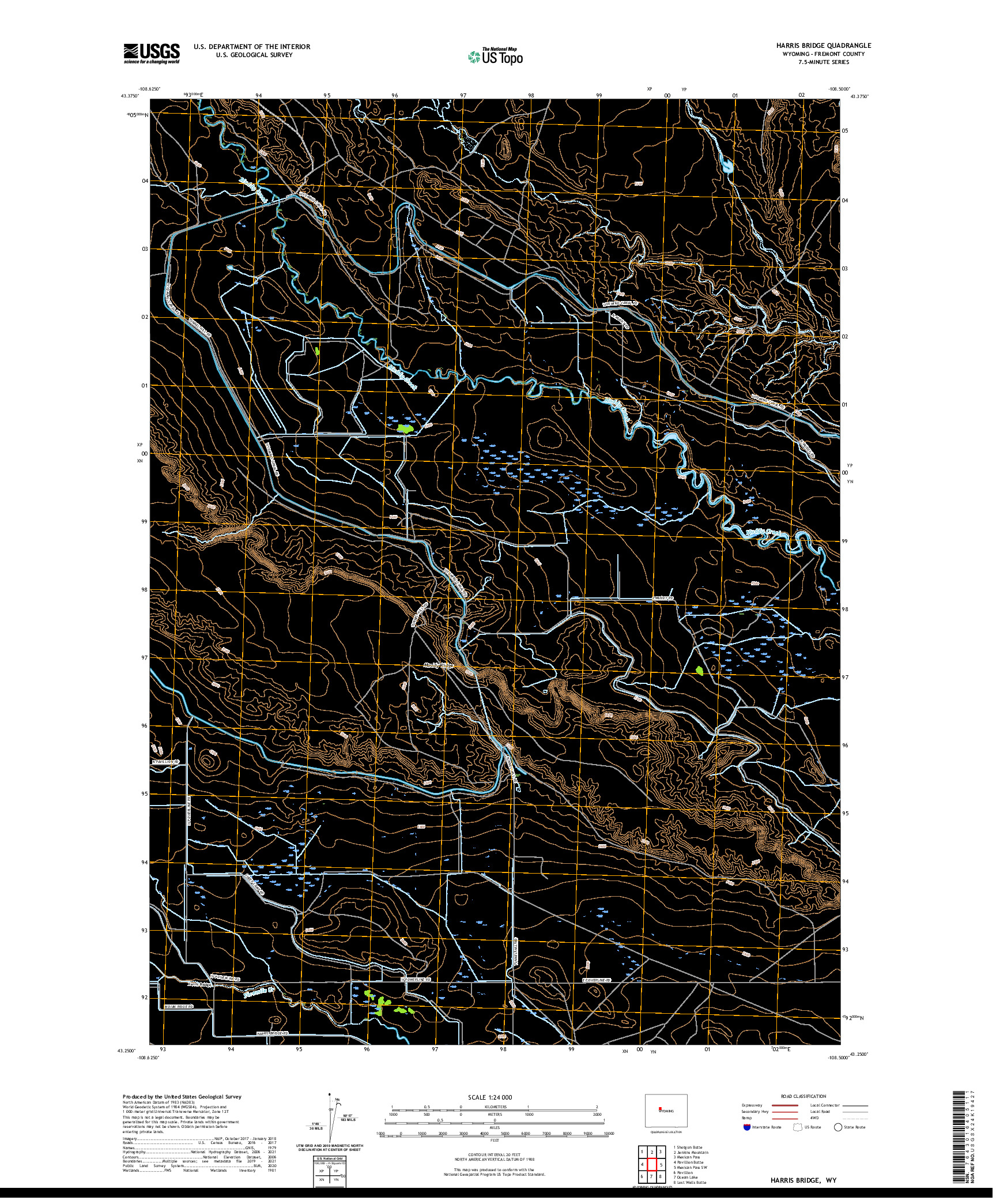 USGS US TOPO 7.5-MINUTE MAP FOR HARRIS BRIDGE, WY 2021