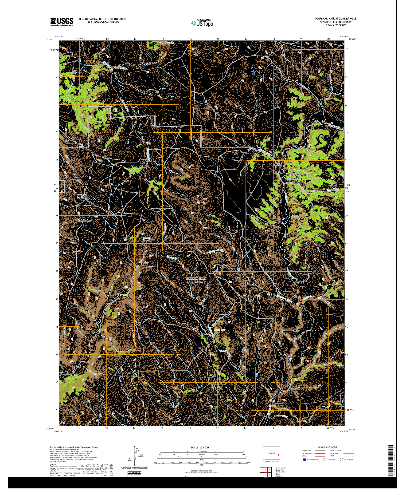 USGS US TOPO 7.5-MINUTE MAP FOR HAUSHAR RANCH, WY 2021