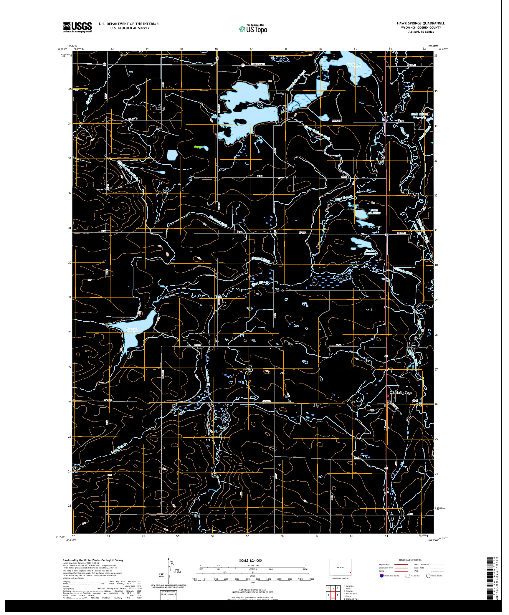USGS US TOPO 7.5-MINUTE MAP FOR HAWK SPRINGS, WY 2021