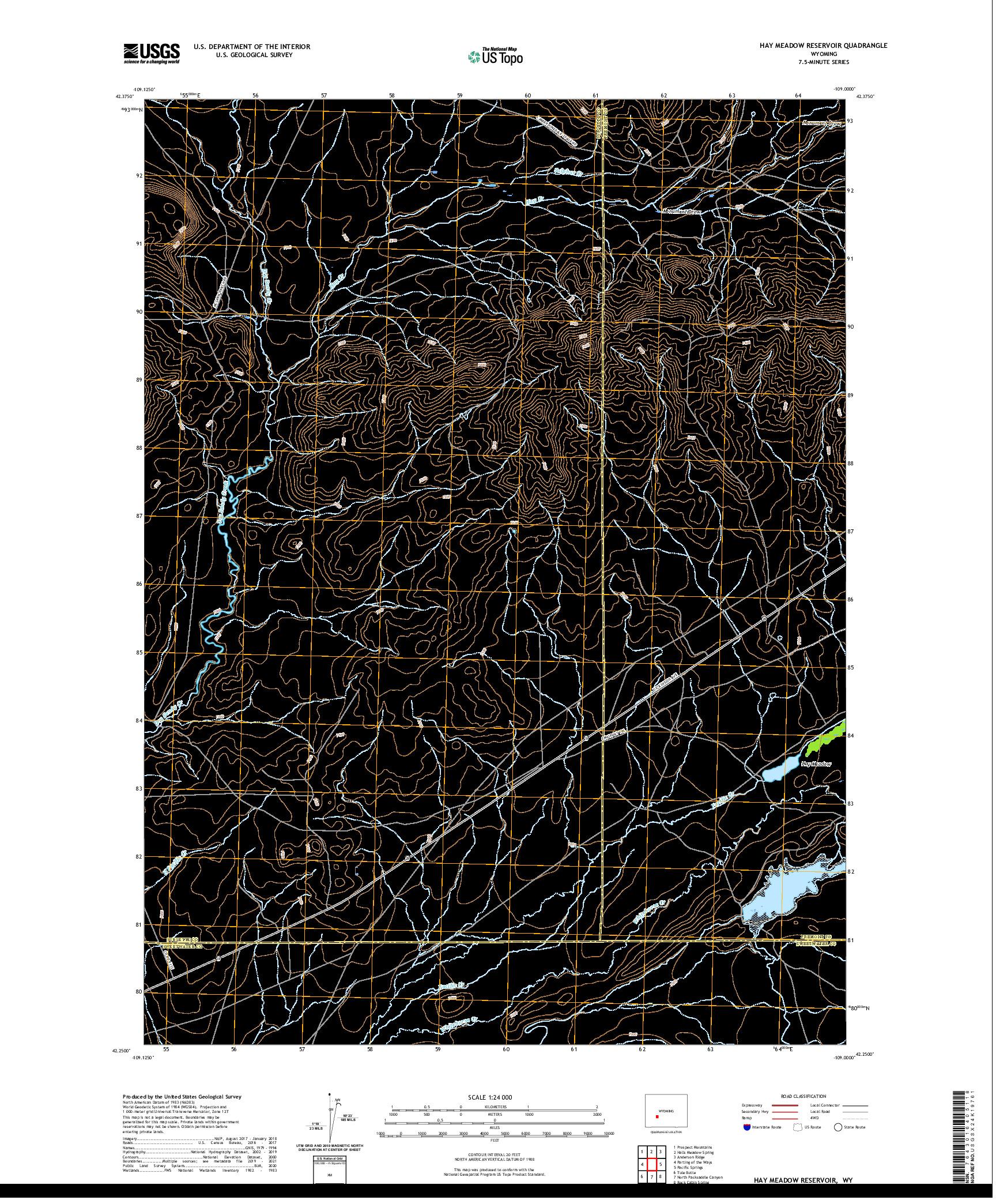 USGS US TOPO 7.5-MINUTE MAP FOR HAY MEADOW RESERVOIR, WY 2021