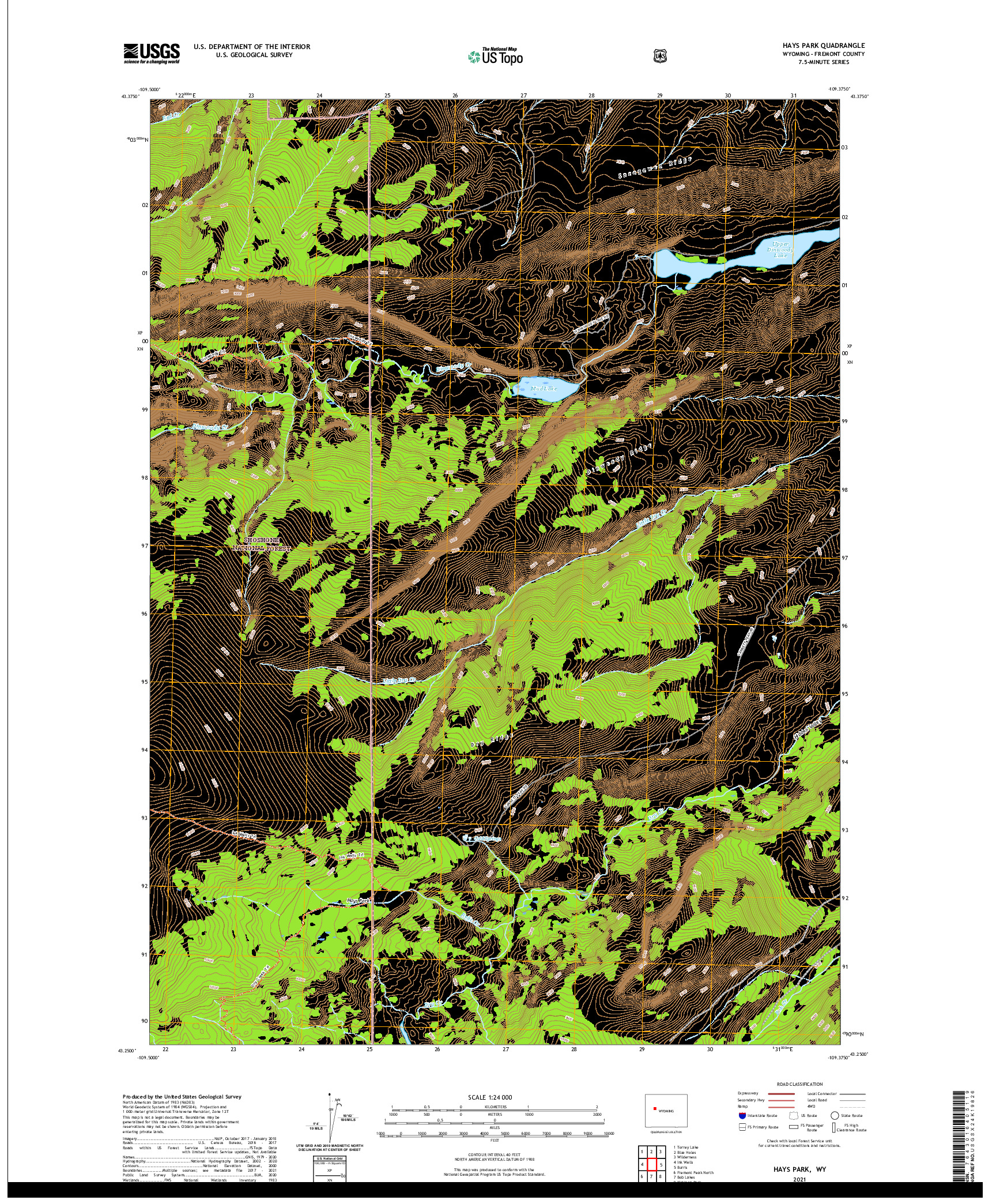 USGS US TOPO 7.5-MINUTE MAP FOR HAYS PARK, WY 2021